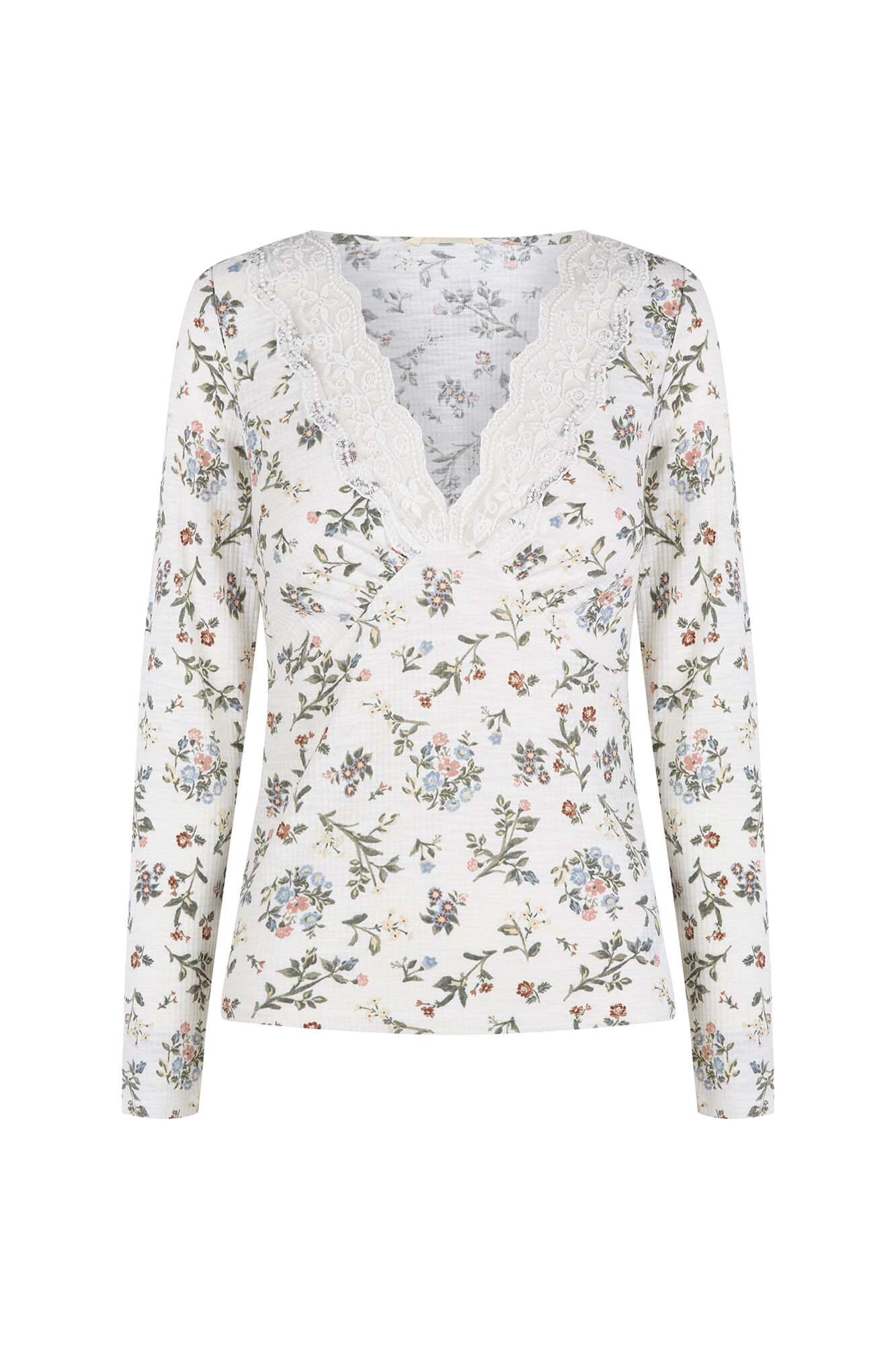 Slowlove Top estrucutura detalle blonda Estampado blanco