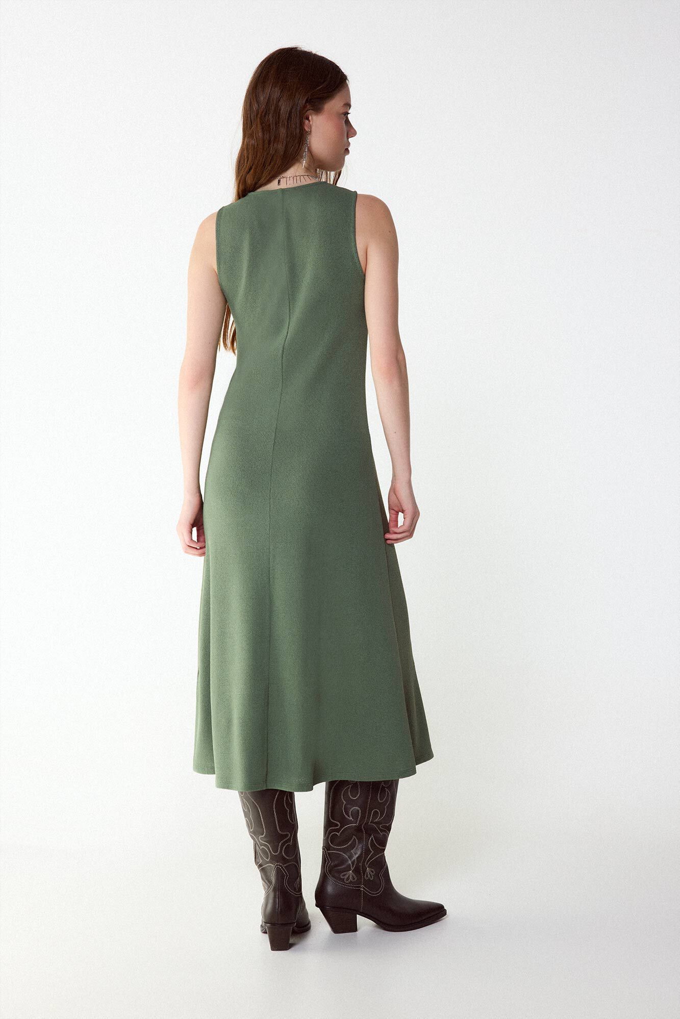 Slowlove Vestido b&aacute;sico con estructura Kaki