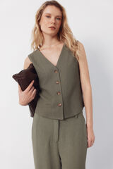 Cortefiel Chaleco de punto con estructura Kaki