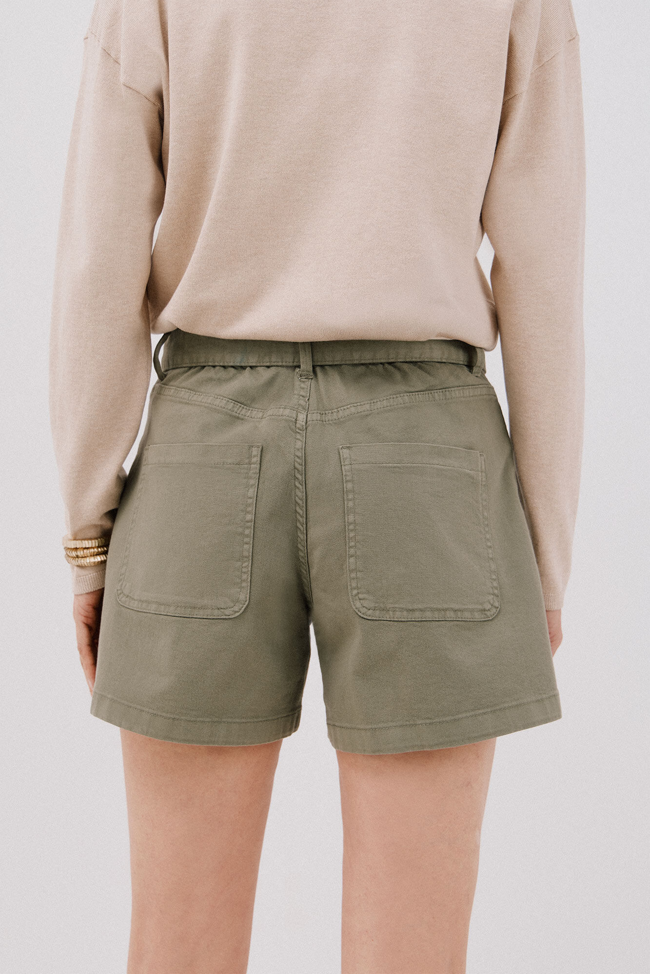 Cortefiel Short denim lazo  Kaki