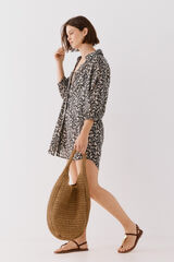 Cortefiel Caft&aacute;n t&uacute;nica estampado Estampado blanco