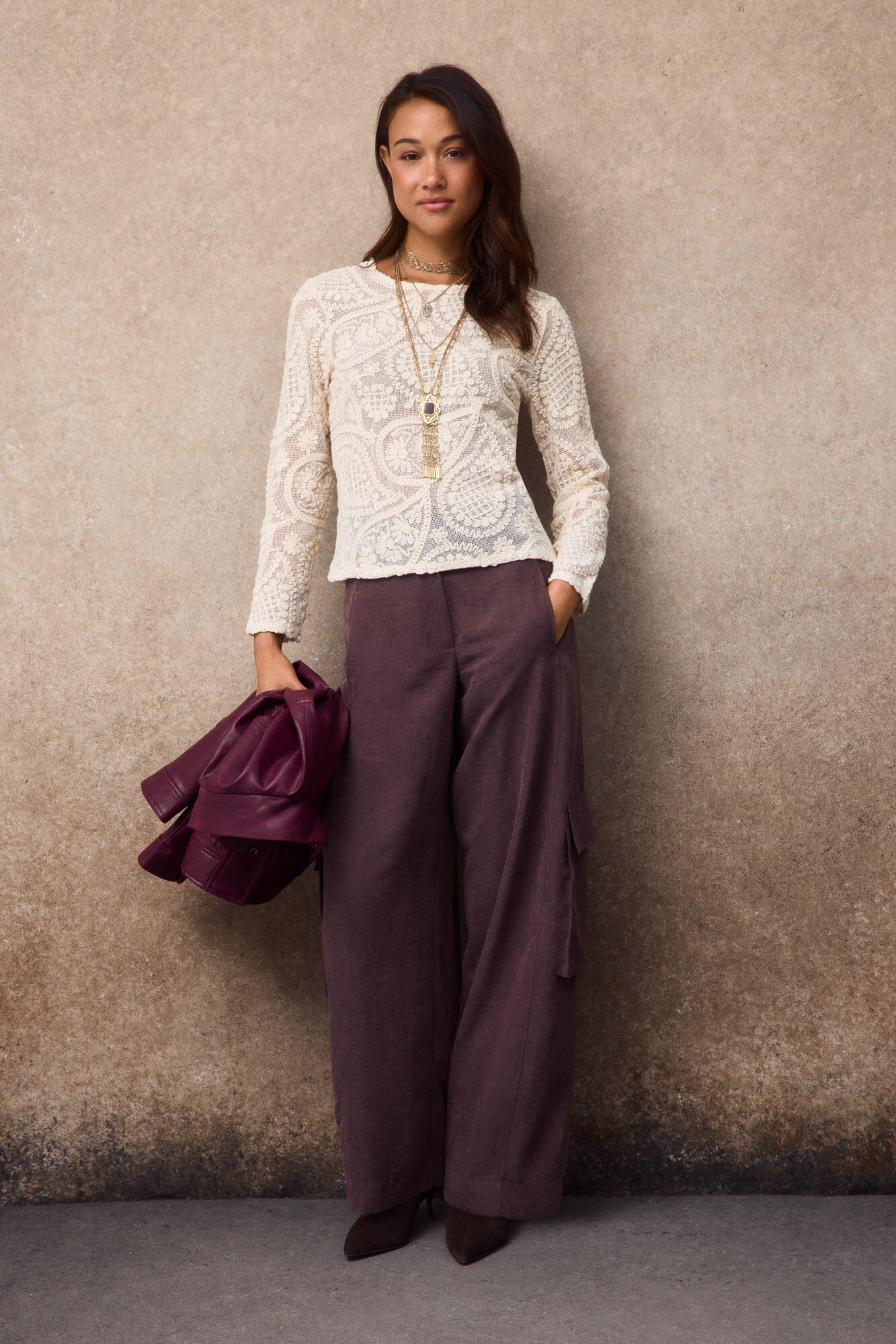 Slowlove Top crochet floral Marfil