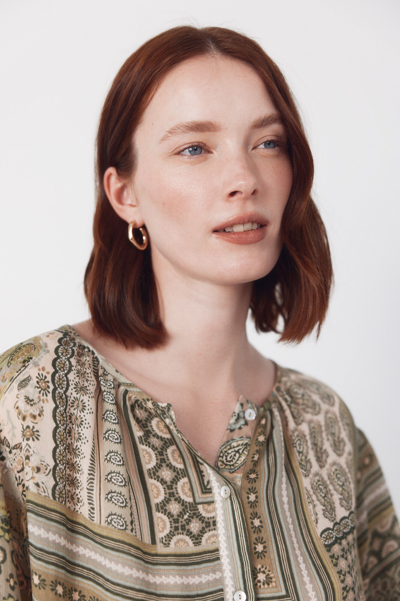 Cortefiel Blusa estampada Kaki