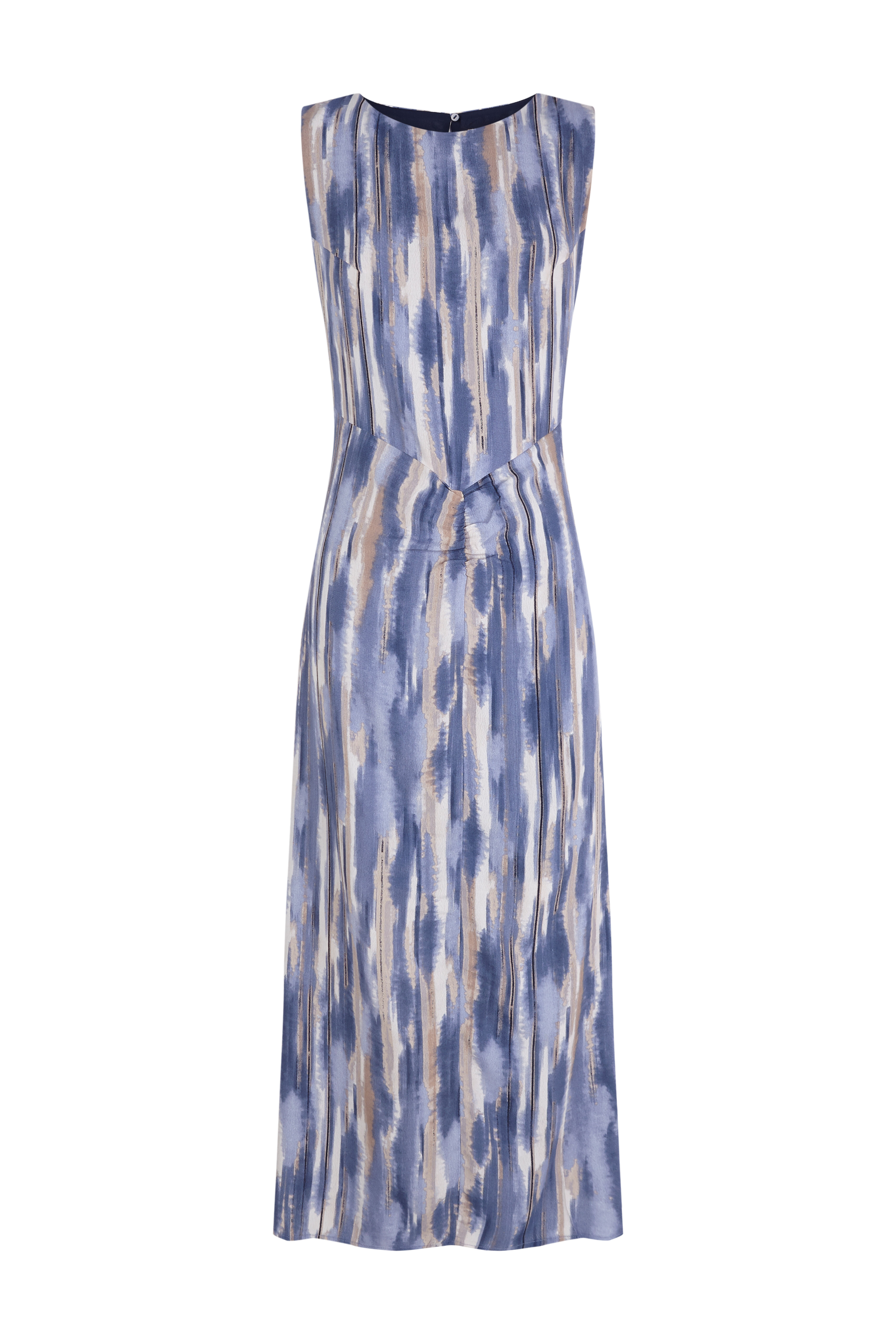 Slowlove Vestido estampado con frunce Estampado azul