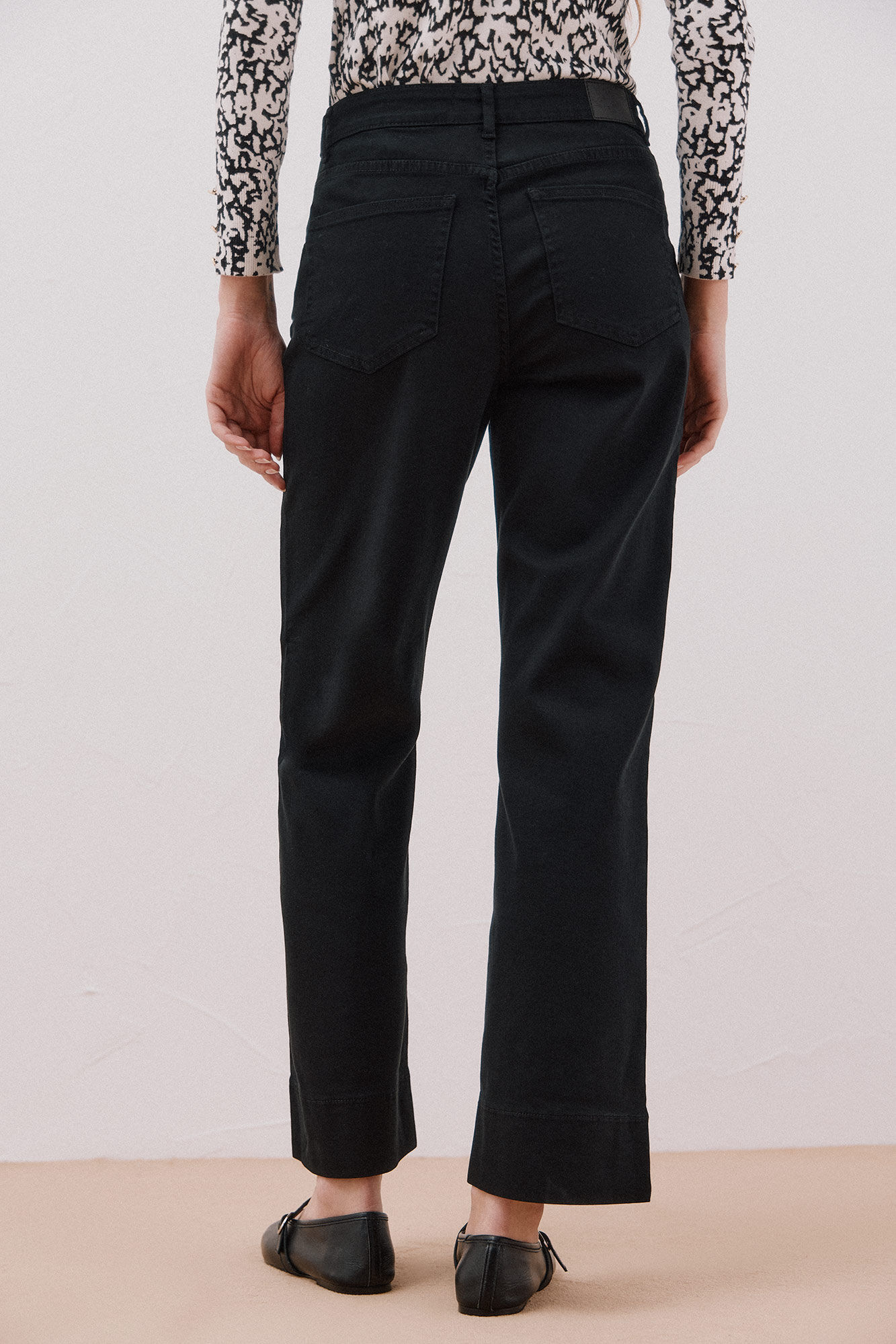 Cortefiel Pantalones palazzo con botones Negro
