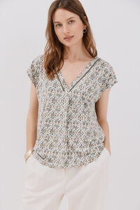 Cortefiel Playera pico con detalle puntilla