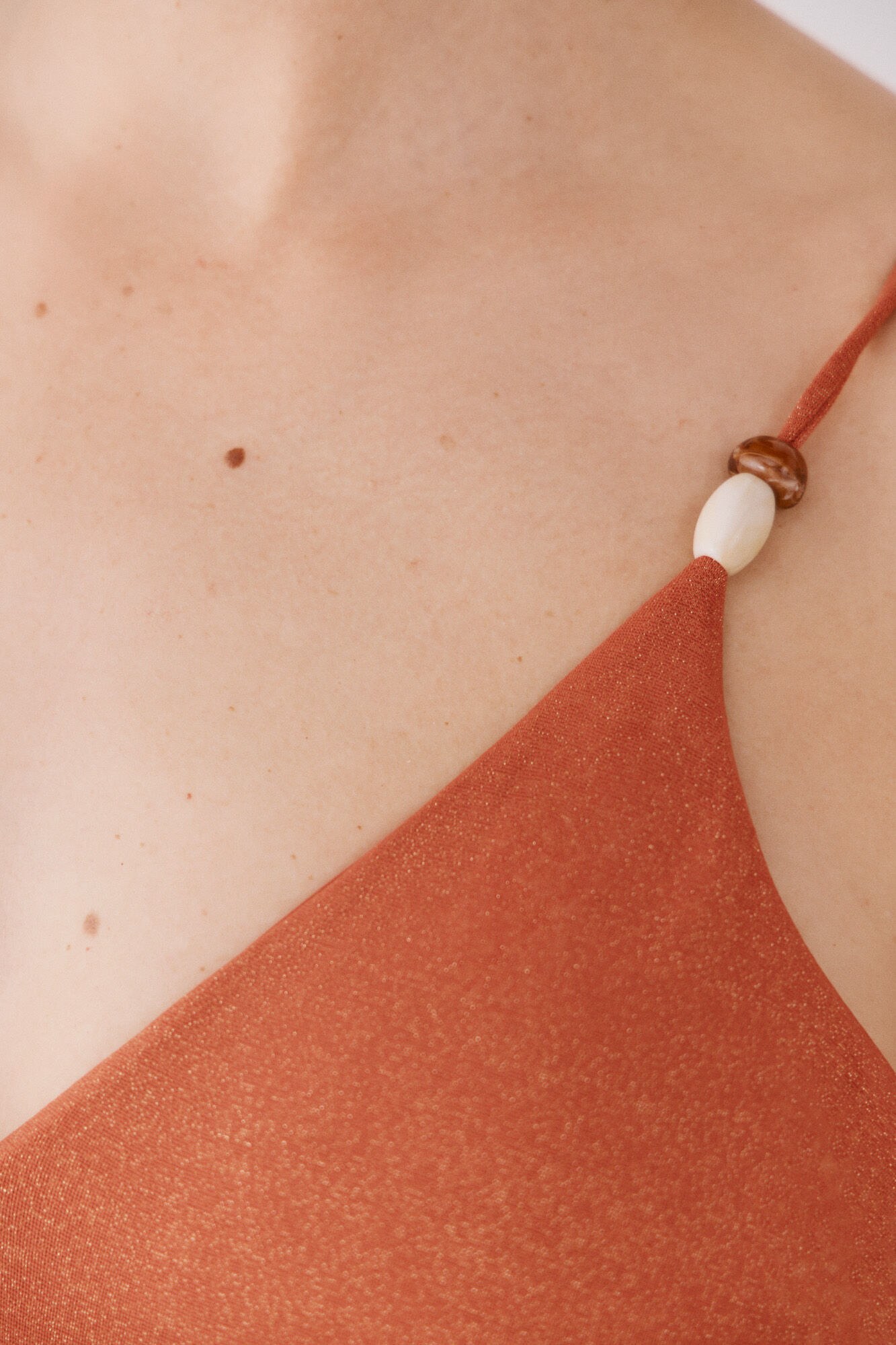 Cortefiel Traje de ba&ntilde;o de tejido lurex con pedrer&iacute;a Naranja