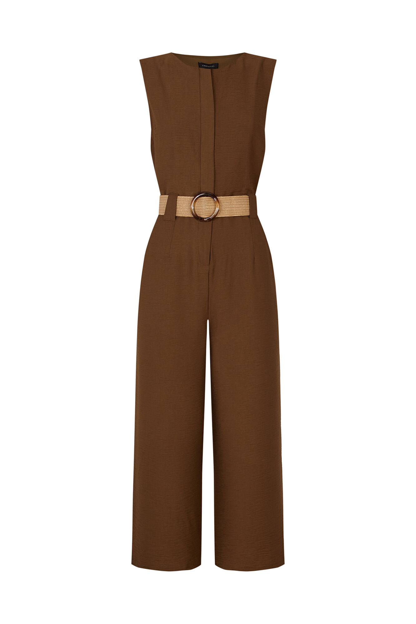 Cortefiel Jumpsuit con cintur&oacute;n Kaki