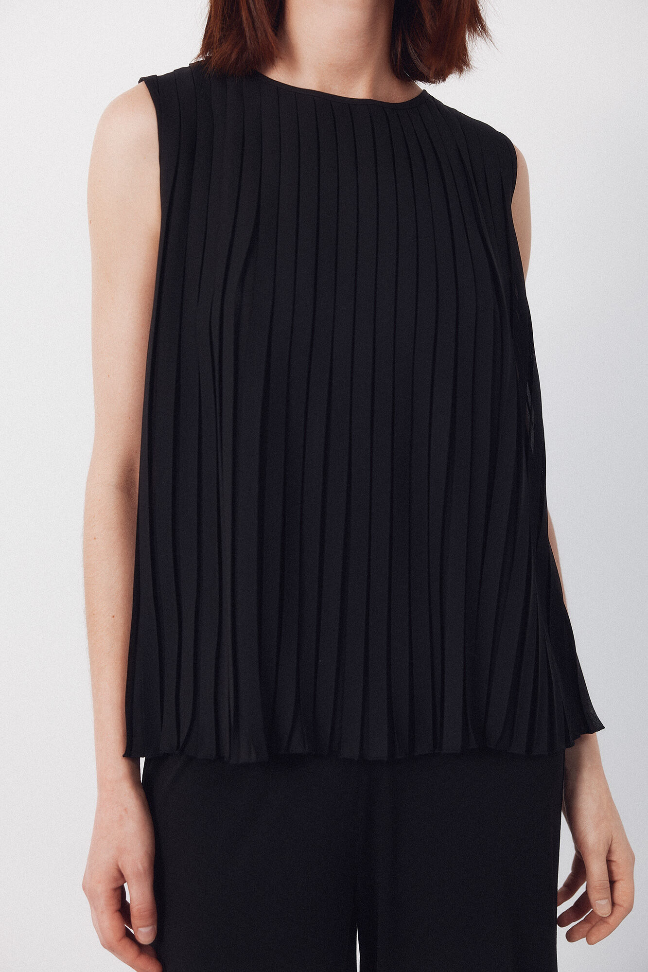 Cortefiel Blusa plisada Negro