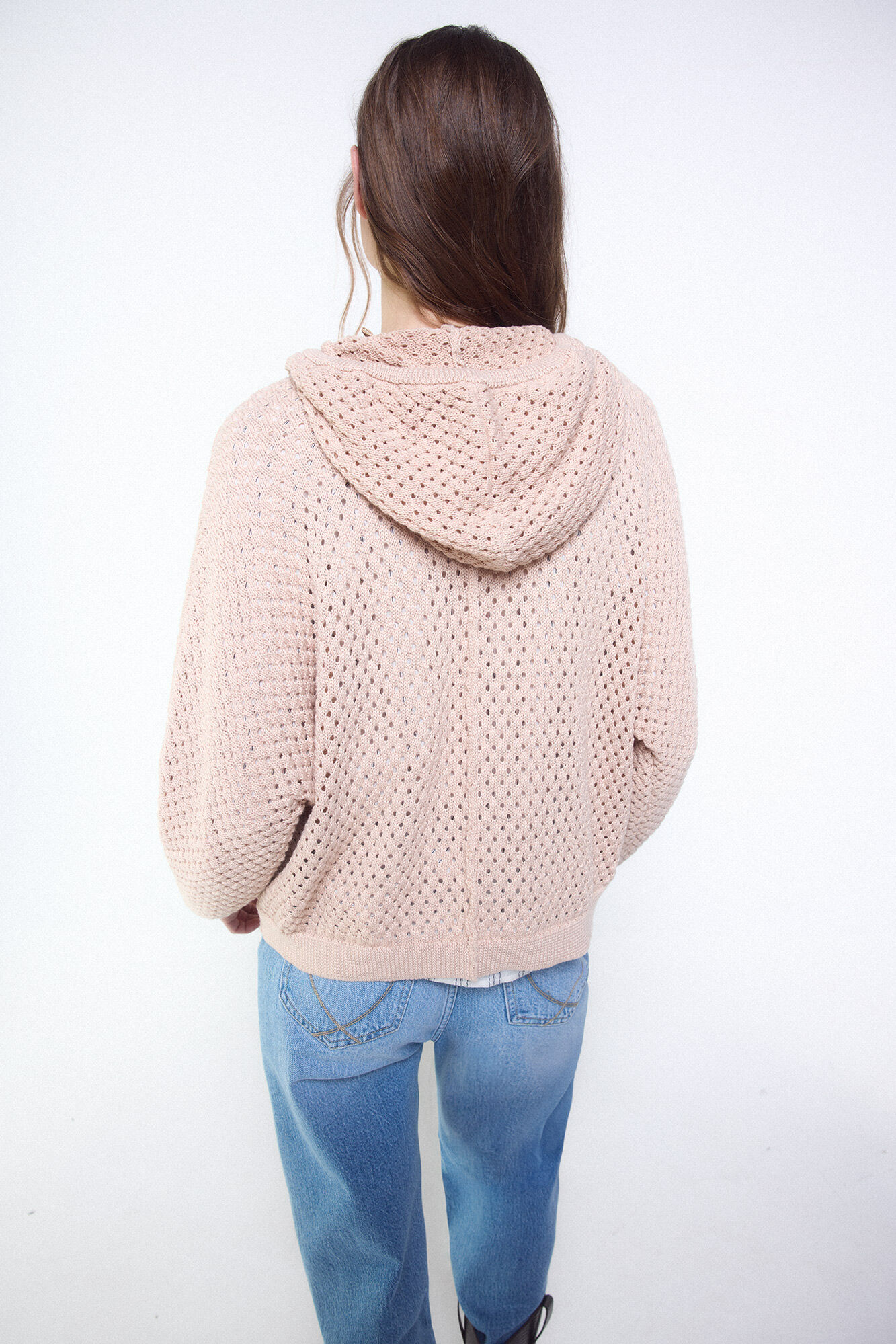 Slowlove Su&eacute;ter calado con capucha