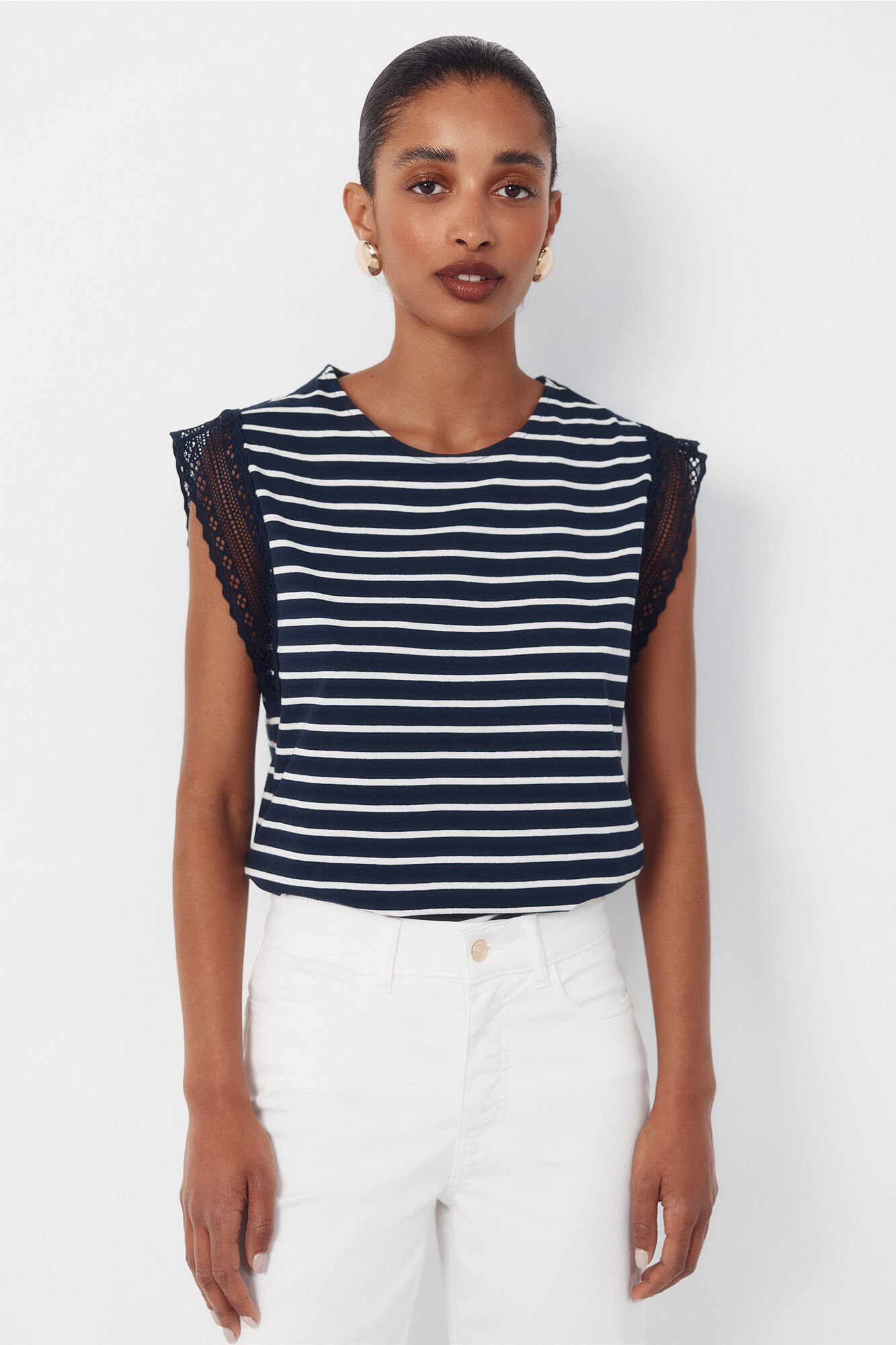 Cortefiel Playera manga guipur