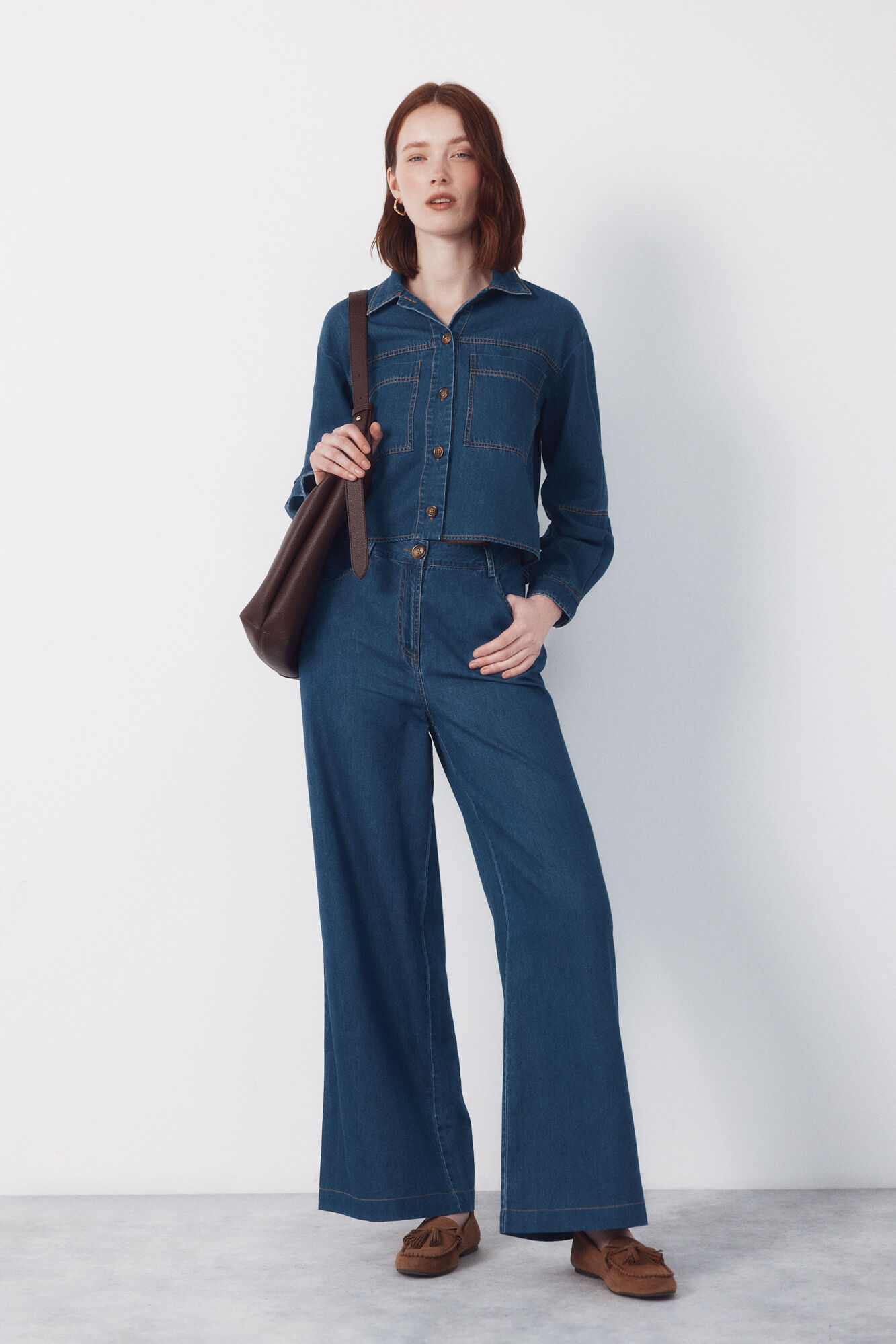 Cortefiel Camisa de mezclilla suave Azul