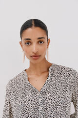 Cortefiel Blusa canes&uacute; delantro Estampado blanco