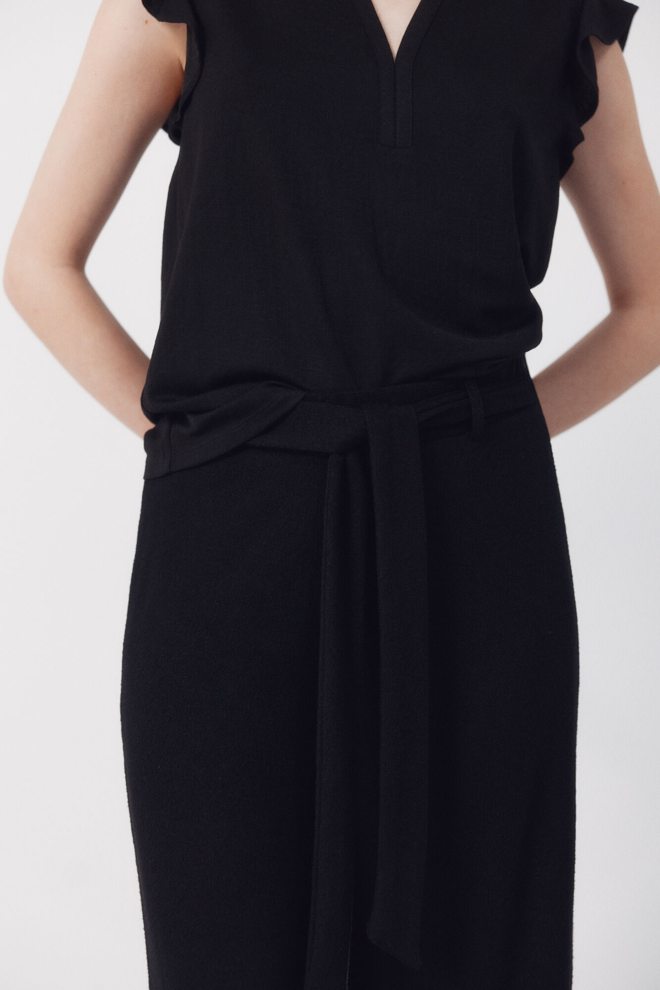 Cortefiel Pantal&oacute;n de punto r&uacute;stico Negro