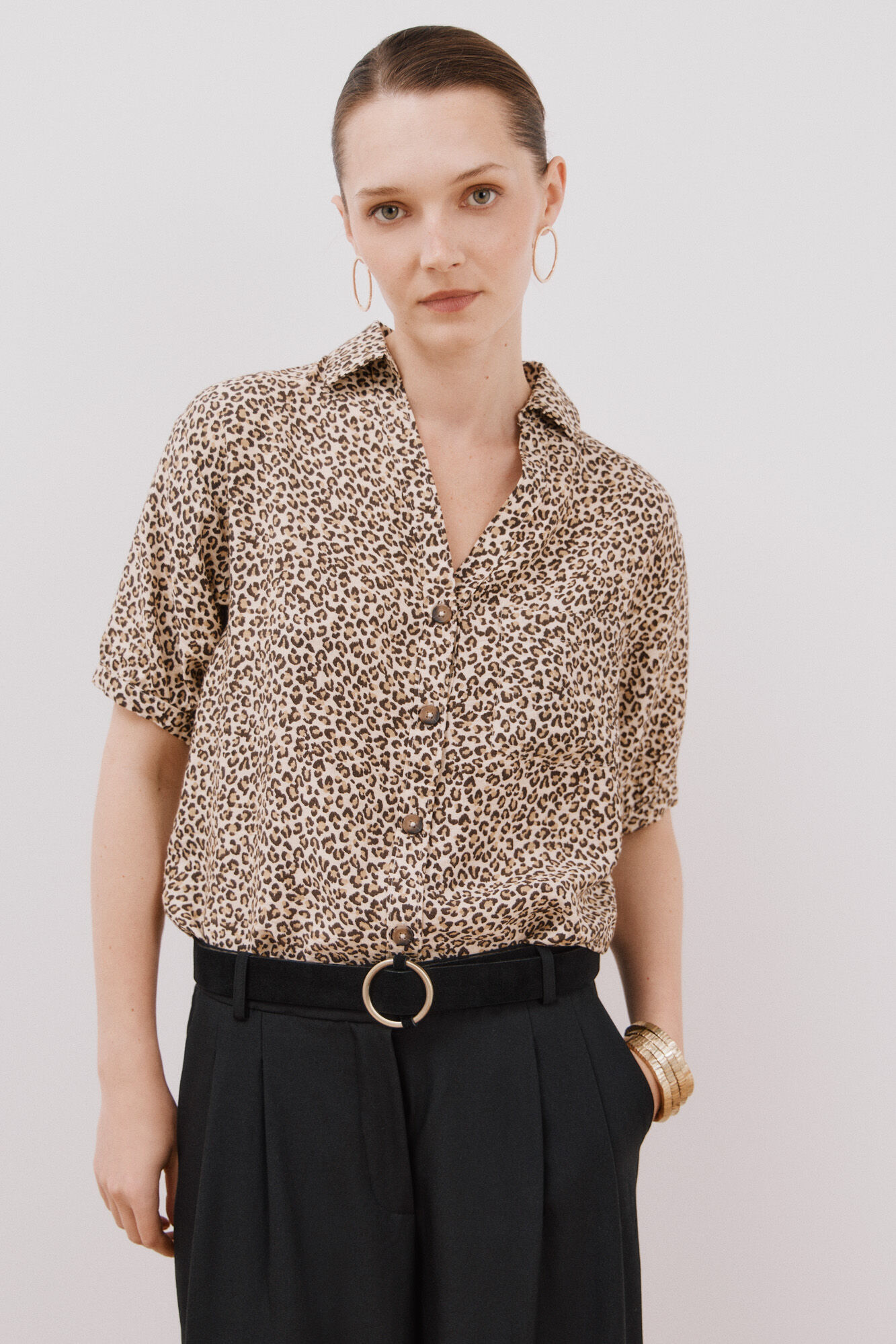 Cortefiel Camisa estampado animal Estampado blanco