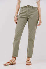 Cortefiel Pantalones pitillo crop color Kaki