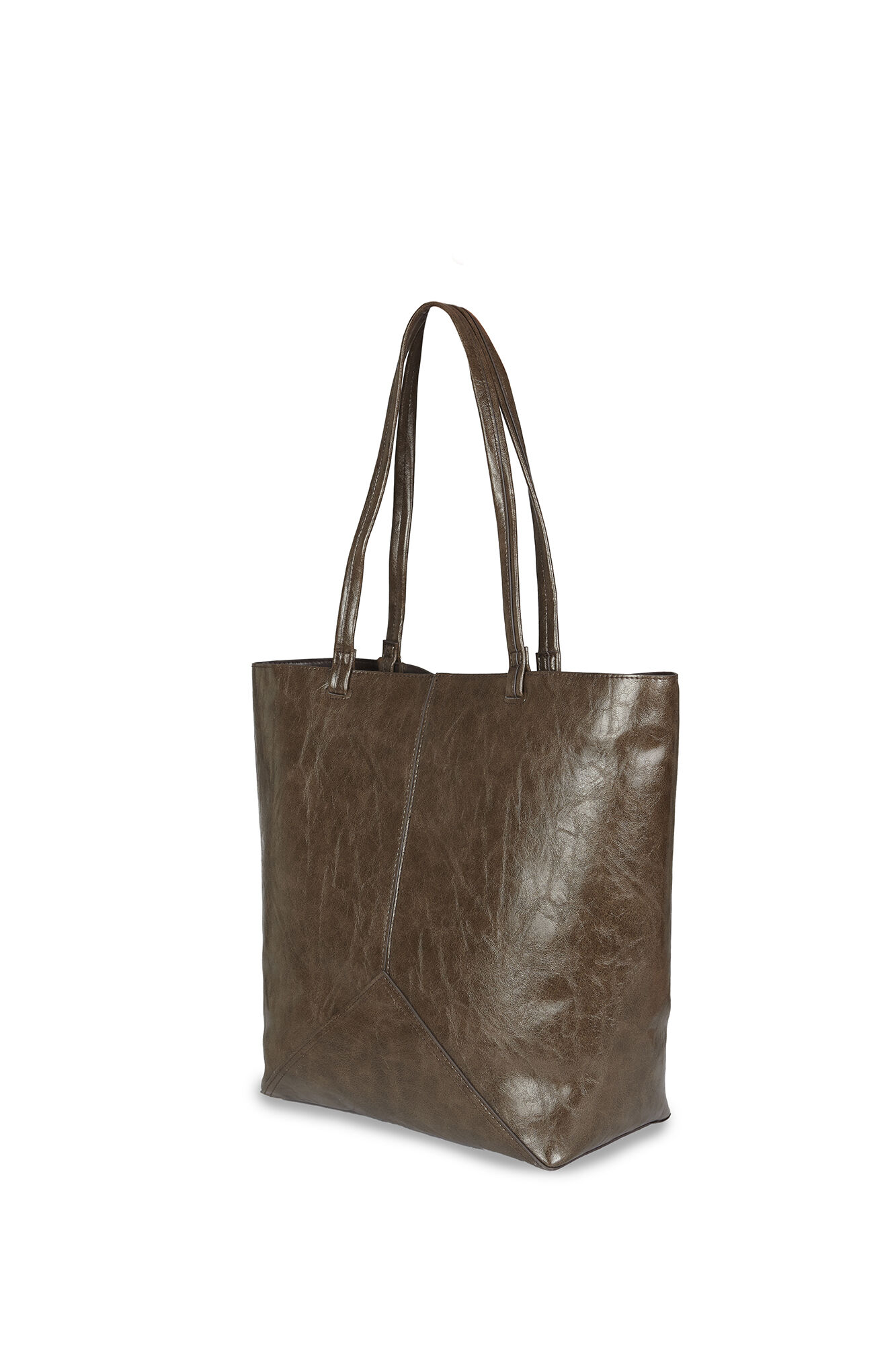 Cortefiel Bolsa shopper con cortes Marr&oacute;n oscuro