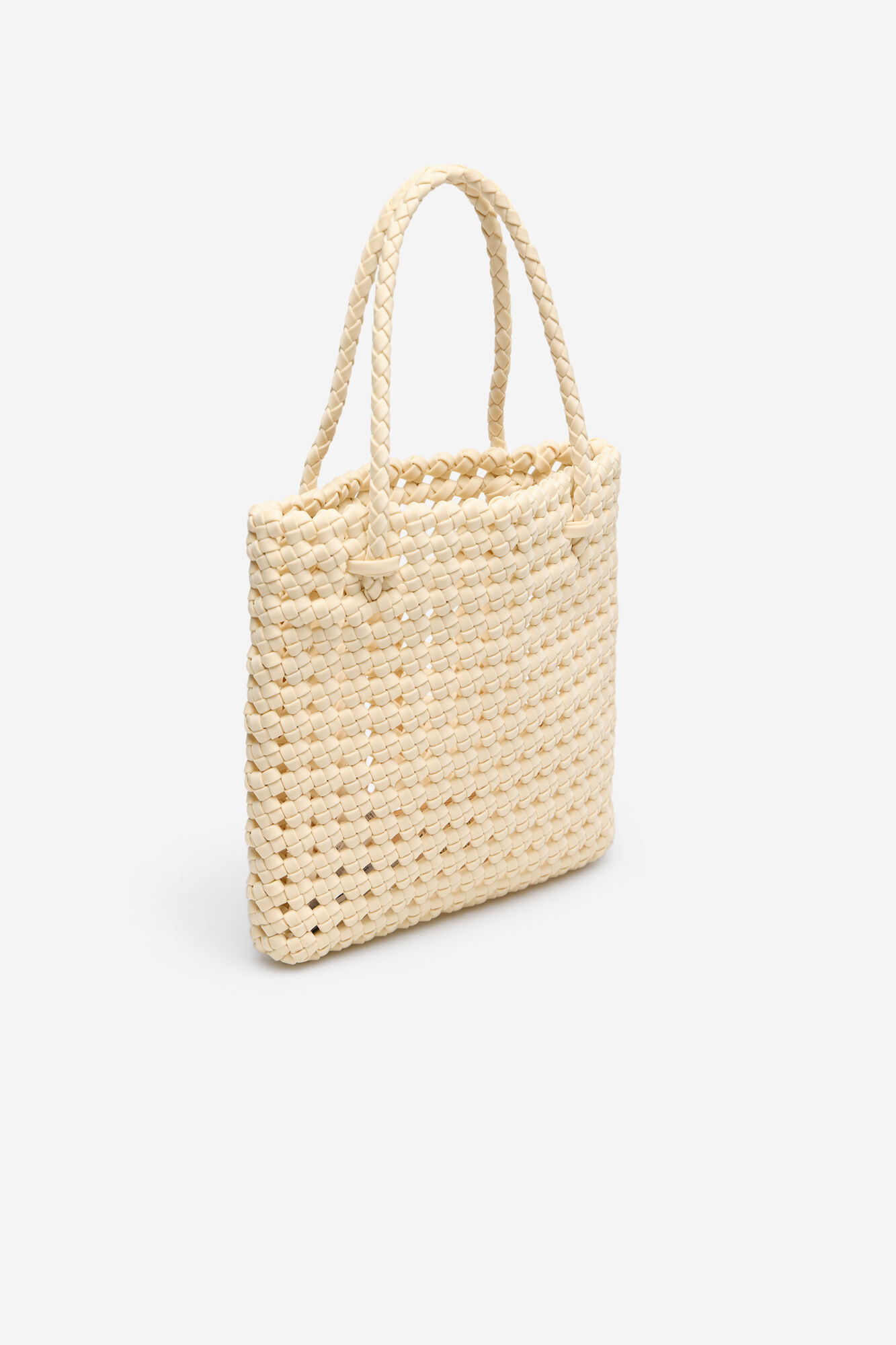 Cortefiel Bolsa de mano trenzada Marfil
