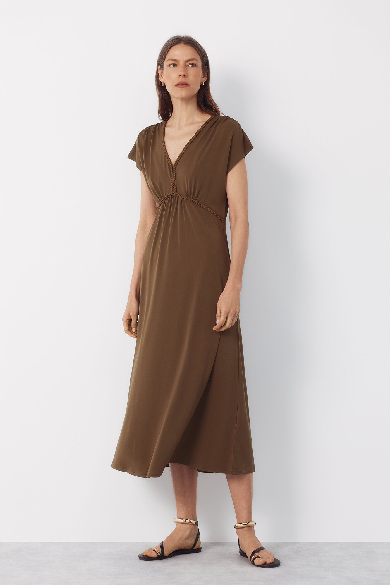 Cortefiel Vestido estampado trenza