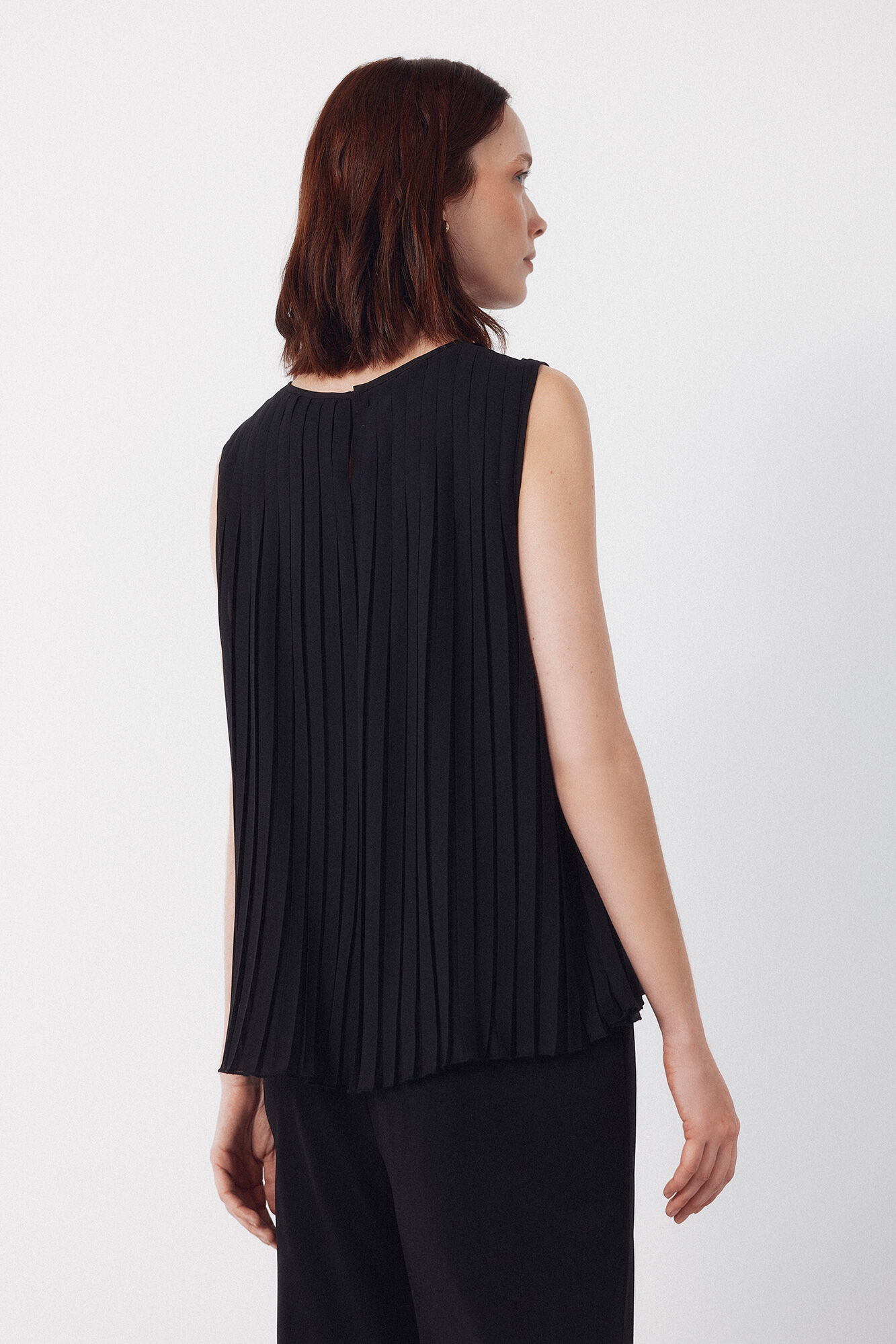Cortefiel Blusa plisada Negro