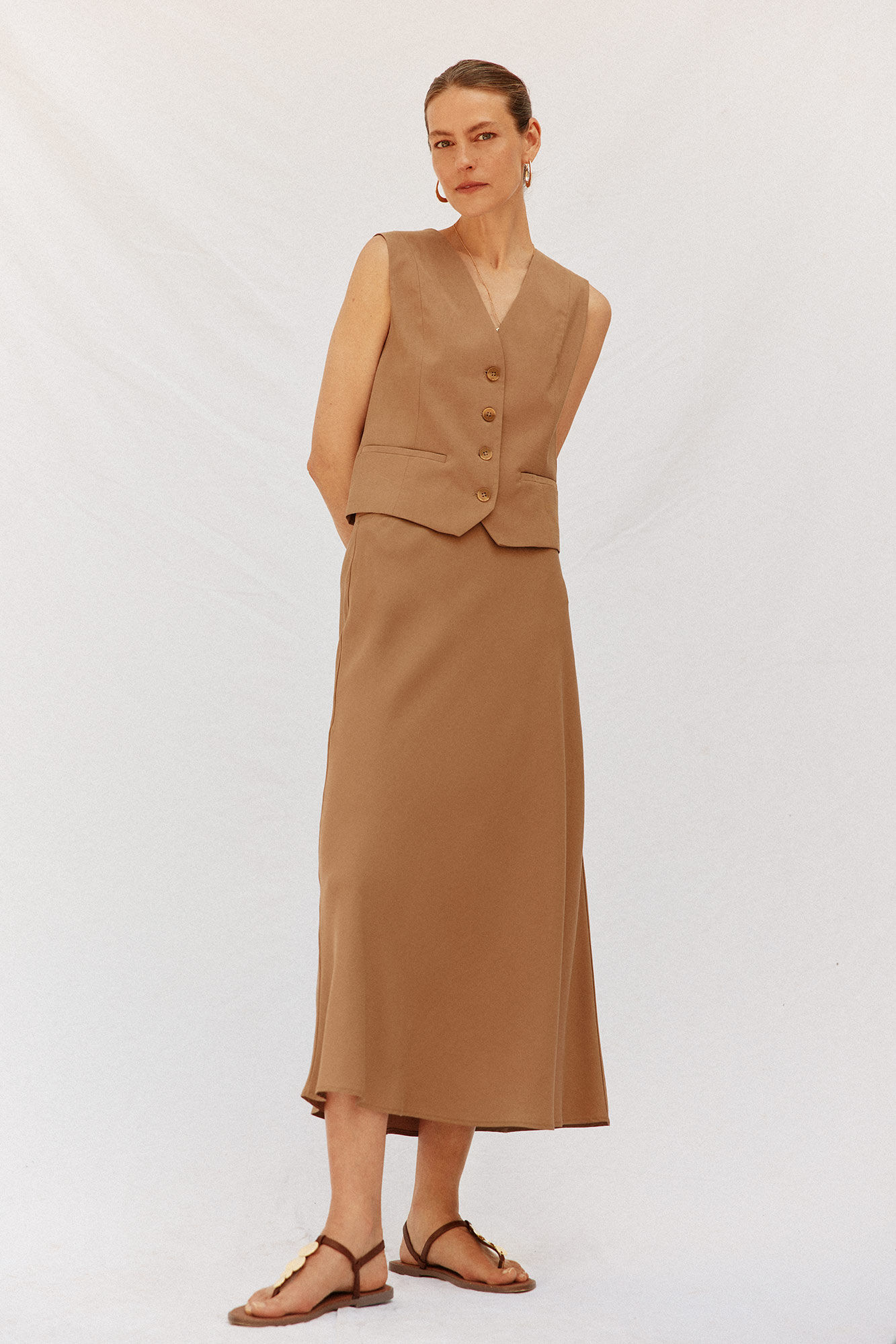 Cortefiel Falda flu&iacute;da tencel