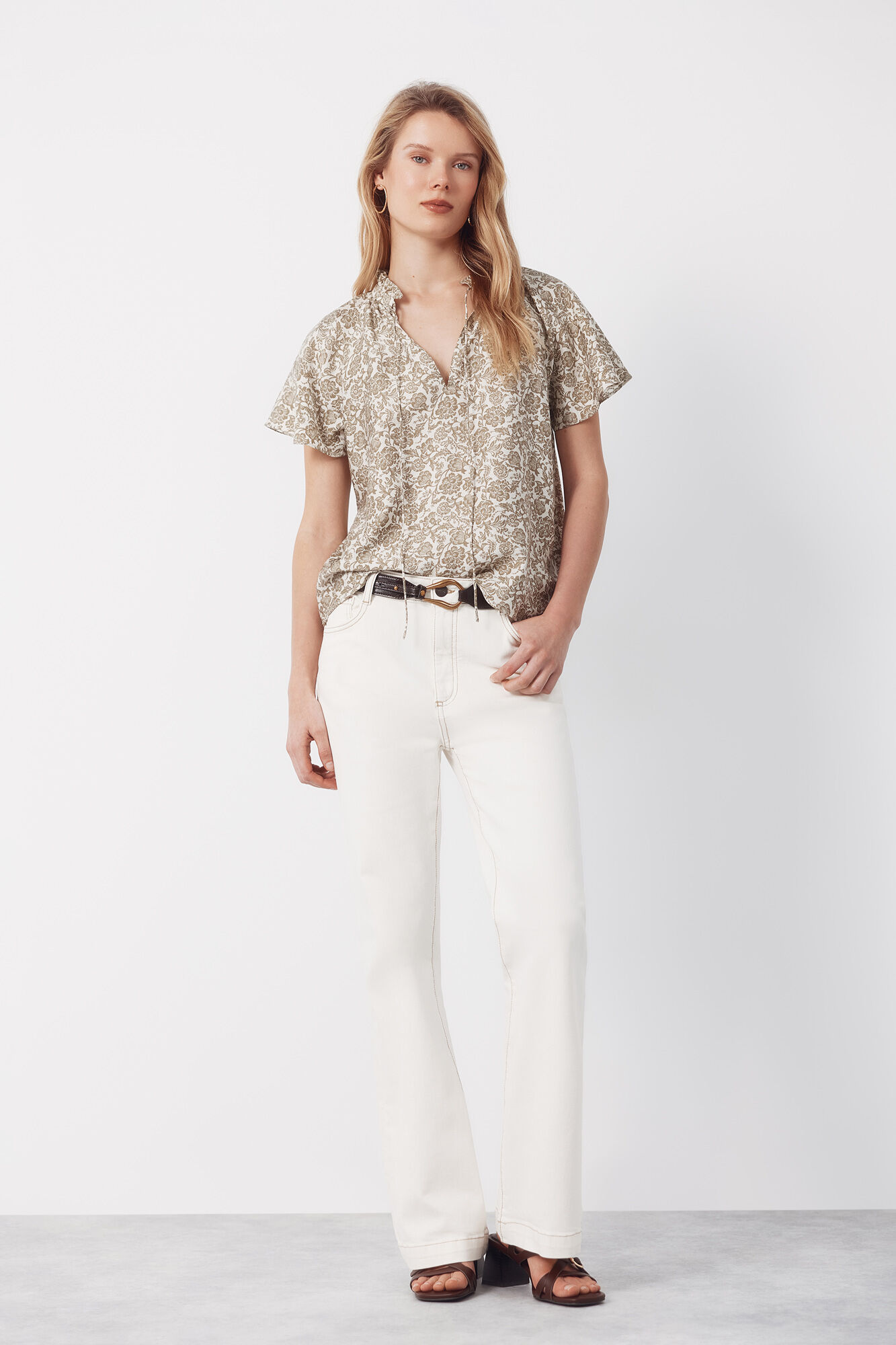 Cortefiel Blusa manga rangl&aacute;n Estampado verde