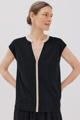 Cortefiel Playera b&aacute;sica sin mangas cuello mao Negro