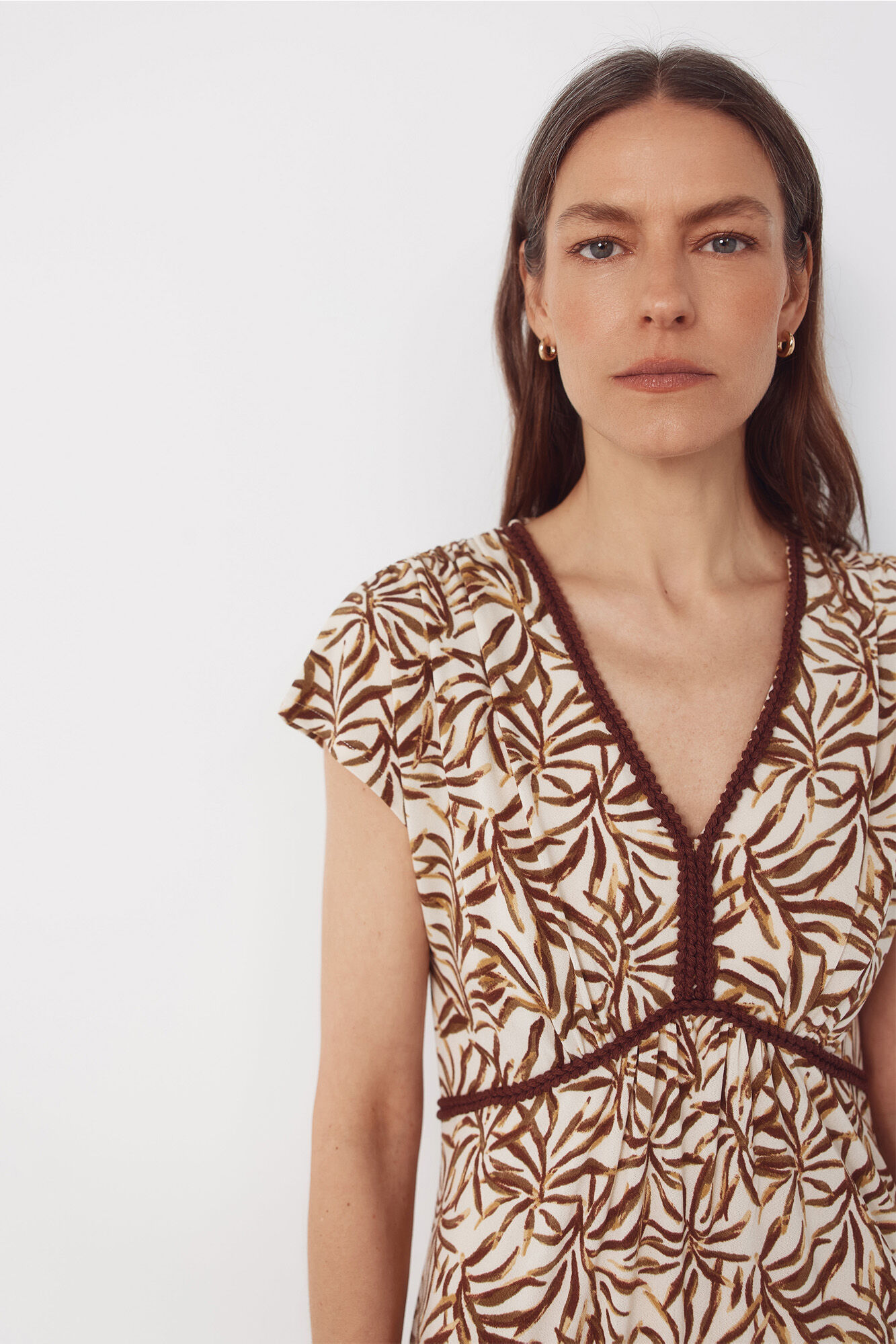 Cortefiel Vestido estampado trenza