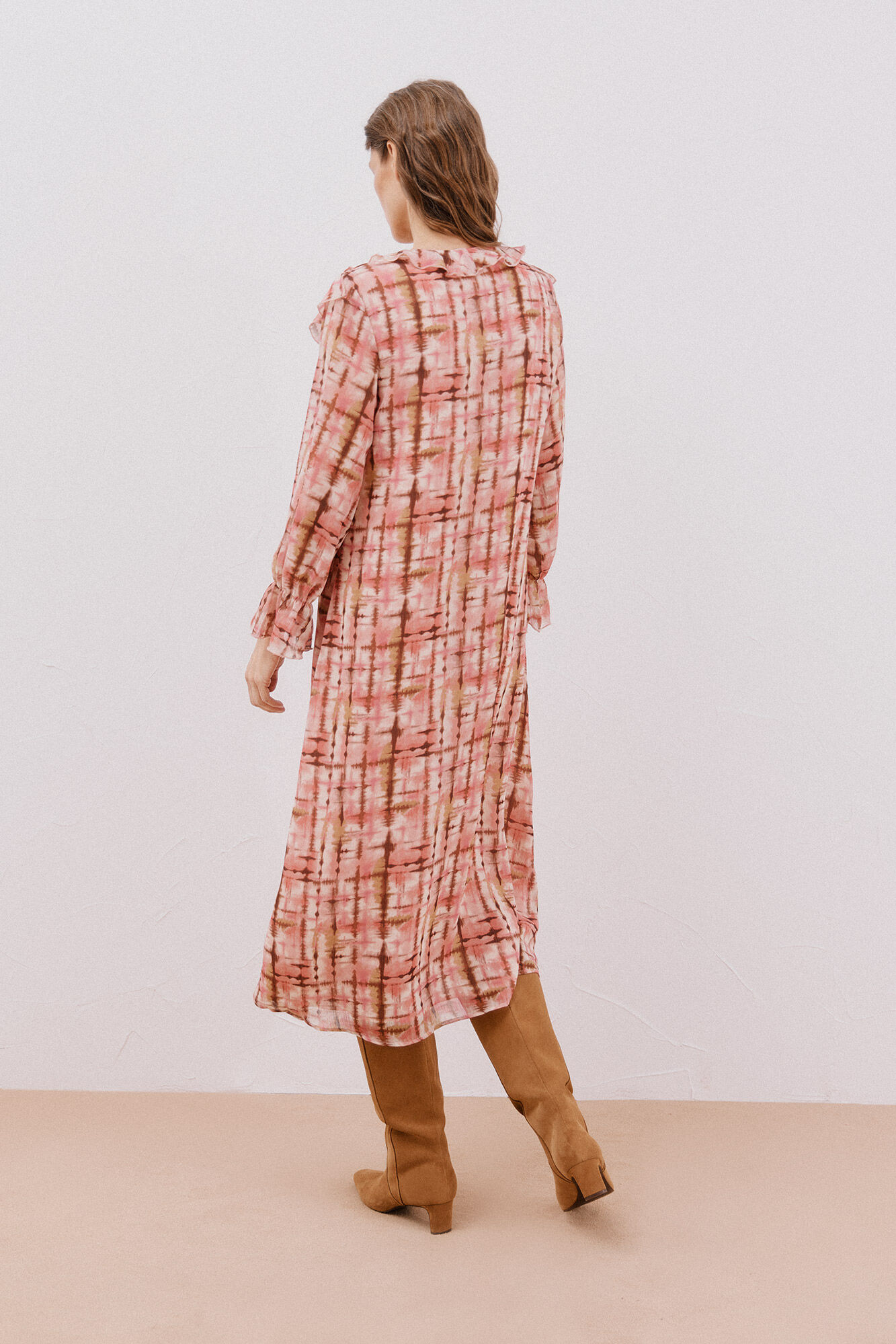 Cortefiel Vestido fluido con volantes Multicolor