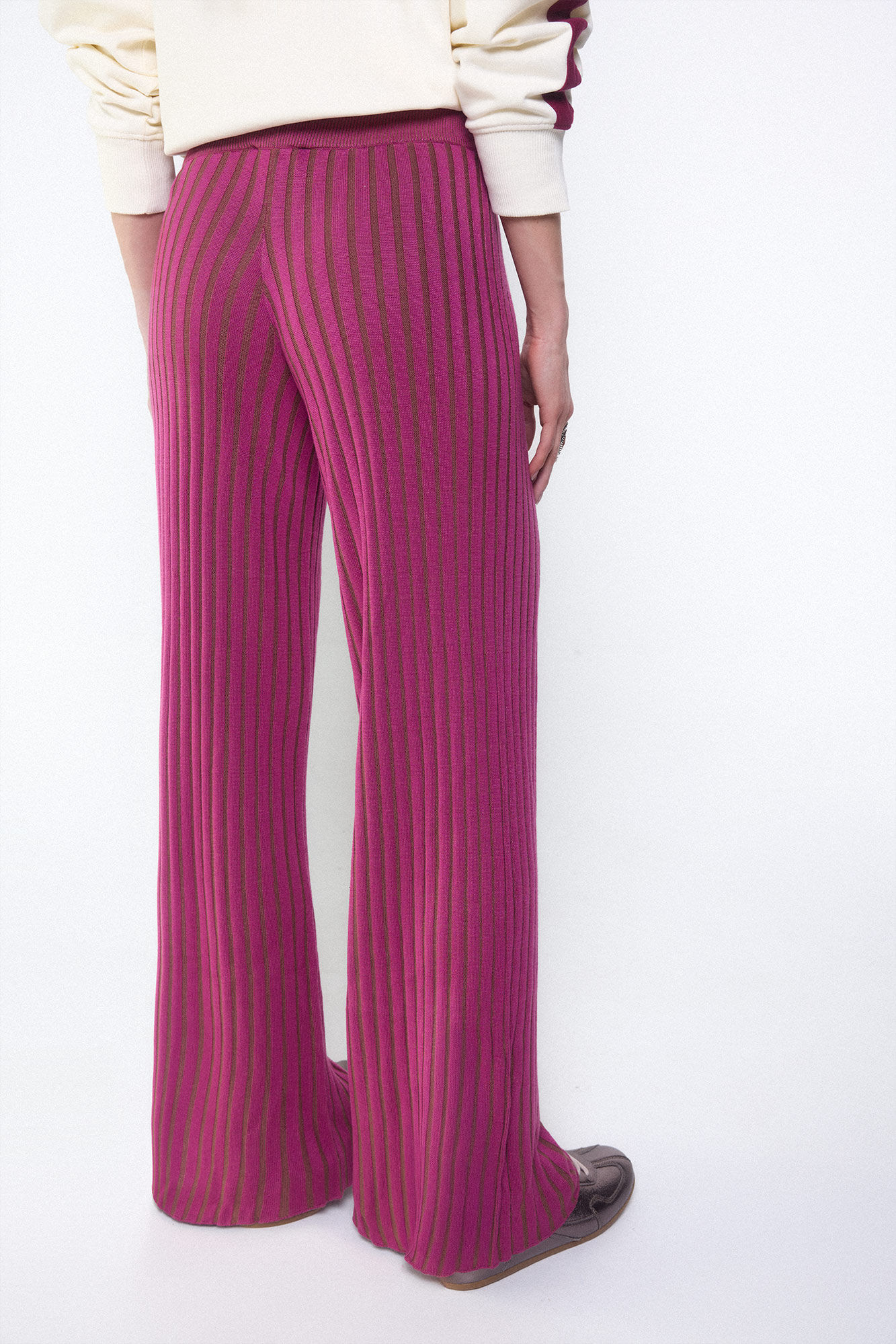 Slowlove Pantal&oacute;n de tejido acanalado Fucsia