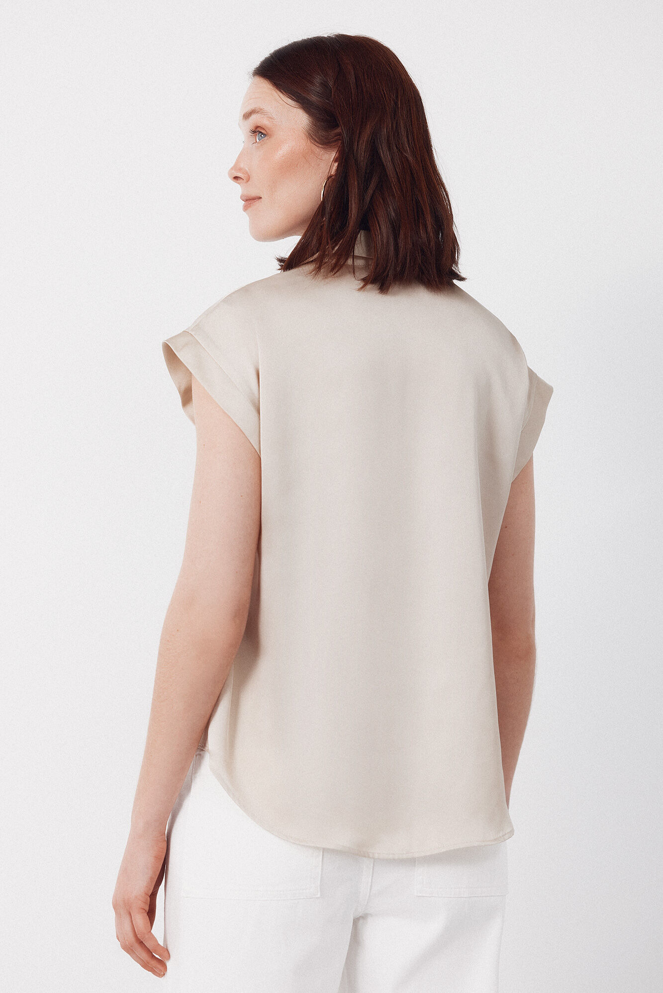 Cortefiel Camisa satinada Beige