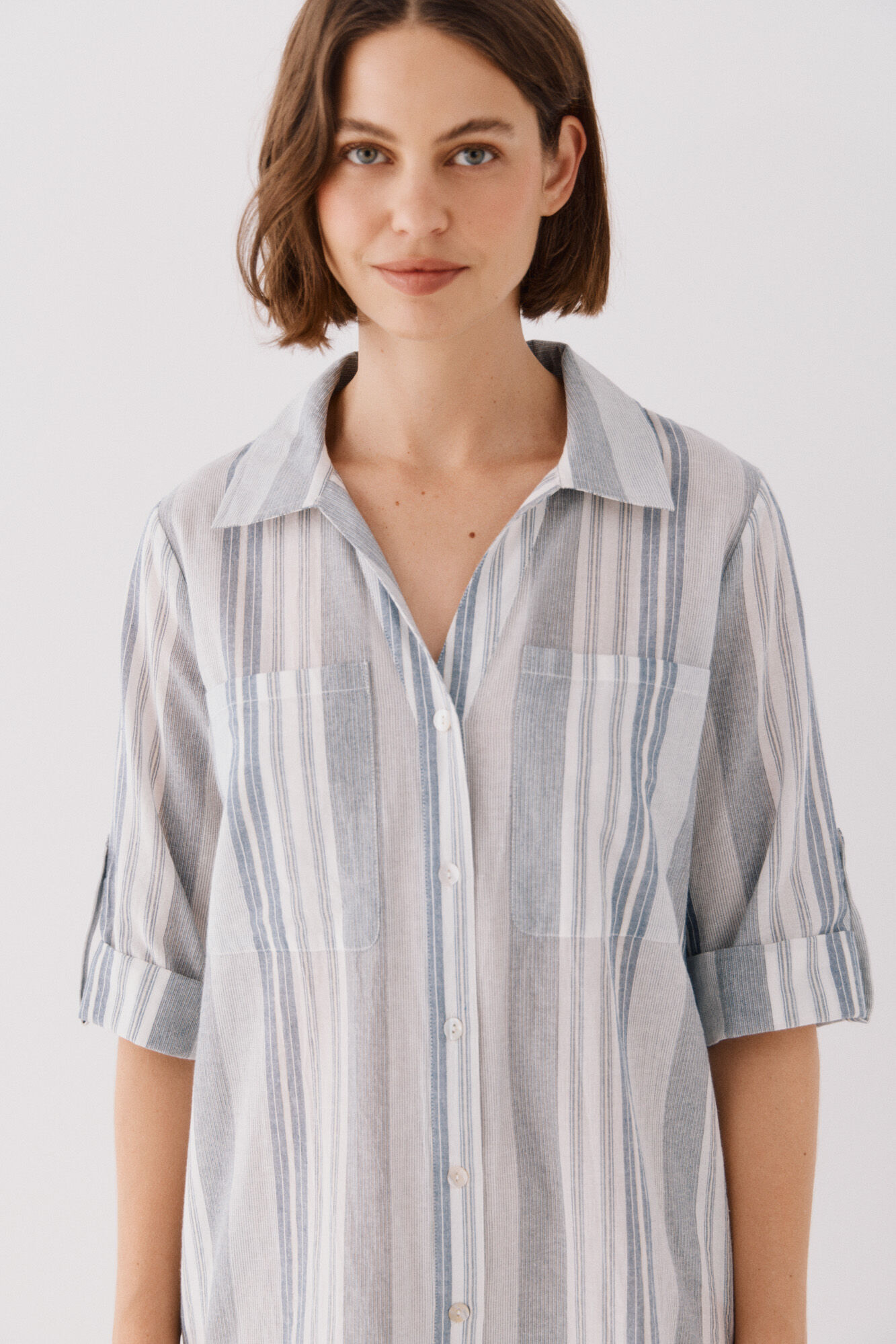 Cortefiel Caft&aacute;n camisero largo Estampado azul