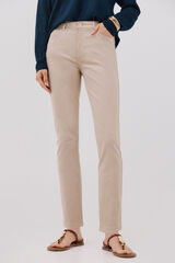 Cortefiel Pantalones pitillo crop color Arena