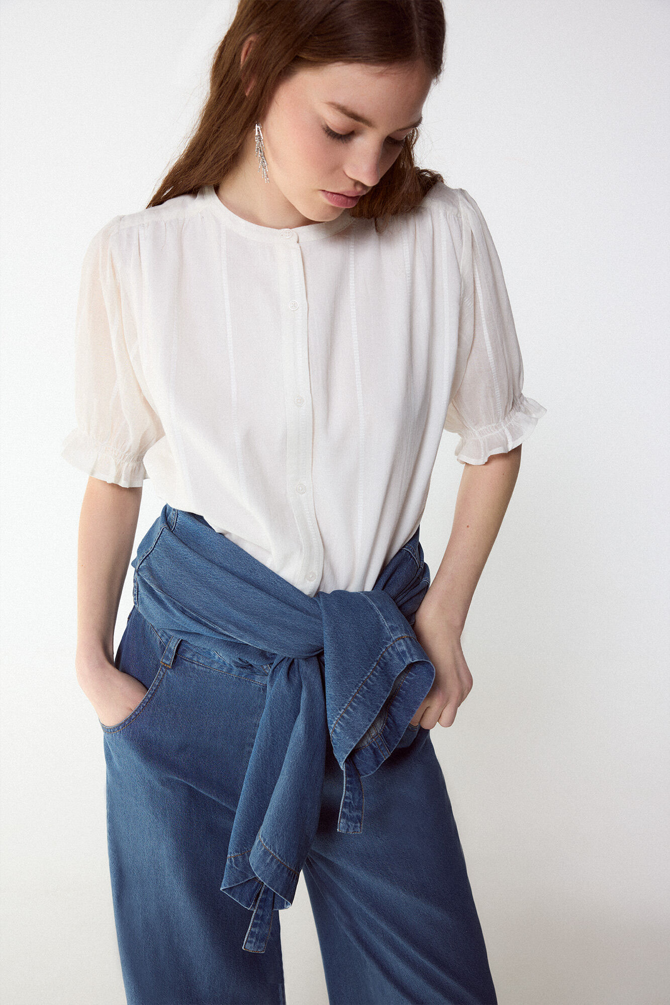 Slowlove Blusa fluida dobby