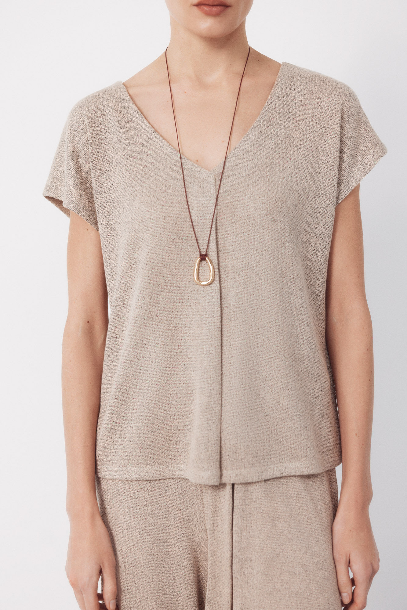 Cortefiel Camiseta aspecto r&uacute;stico Beige