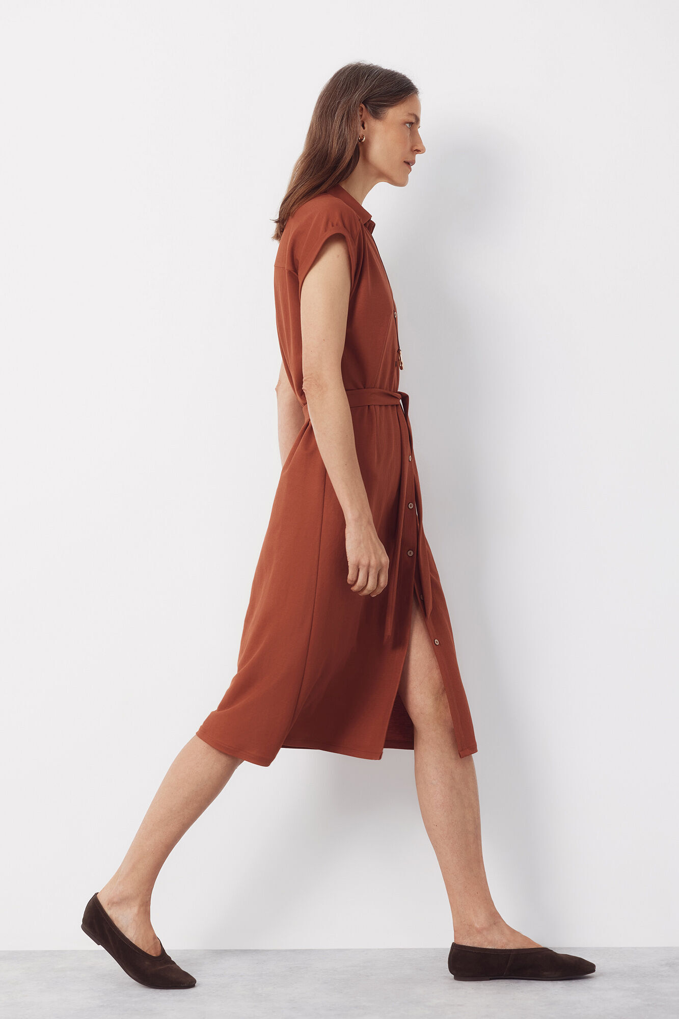 Cortefiel Vestido camisero Marr&oacute;n