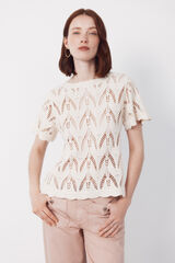 Cortefiel Top crochet Blanco