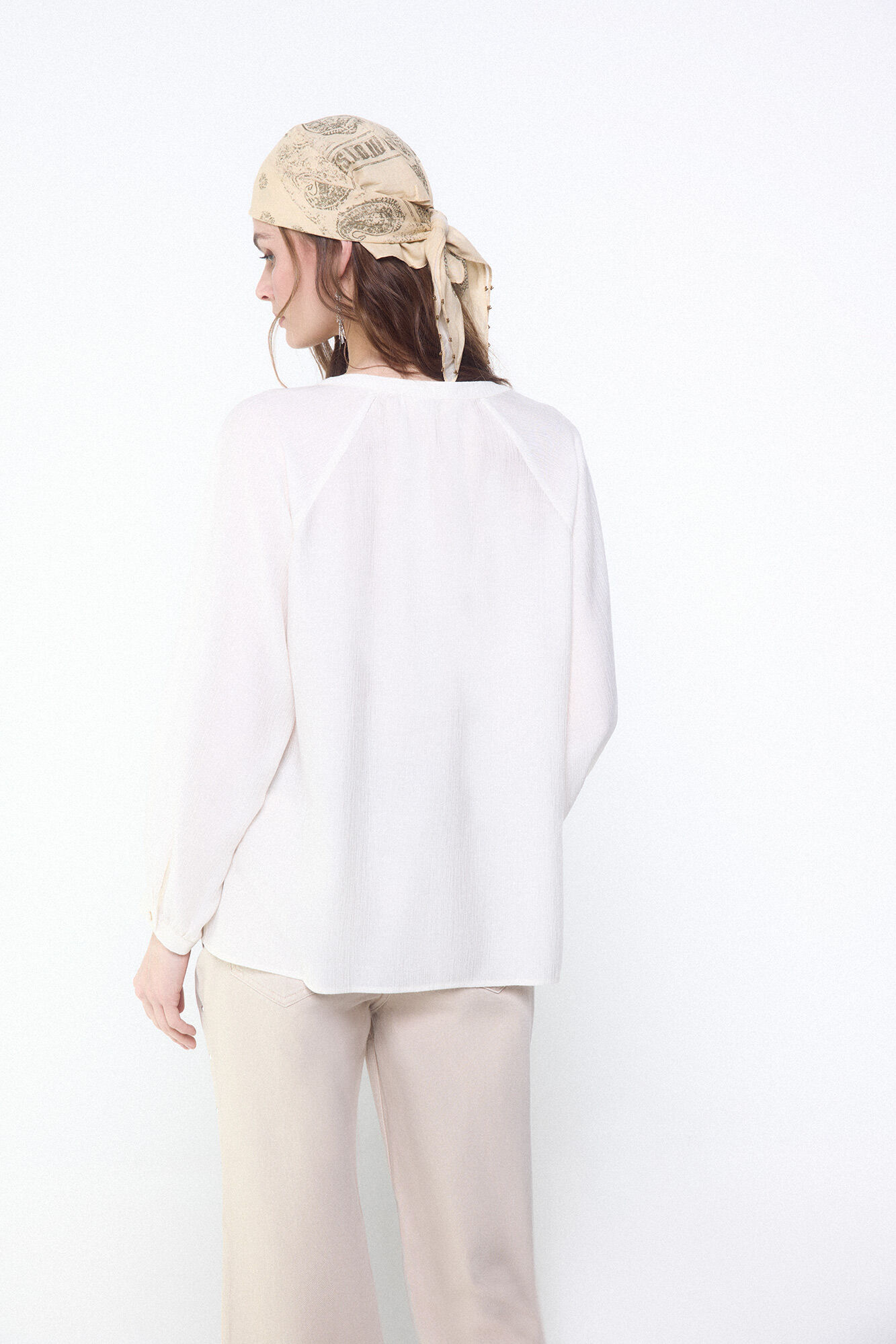 Slowlove Blusa fluida plisada Blanco