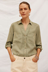 Cortefiel Camisa denim tencel Kaki