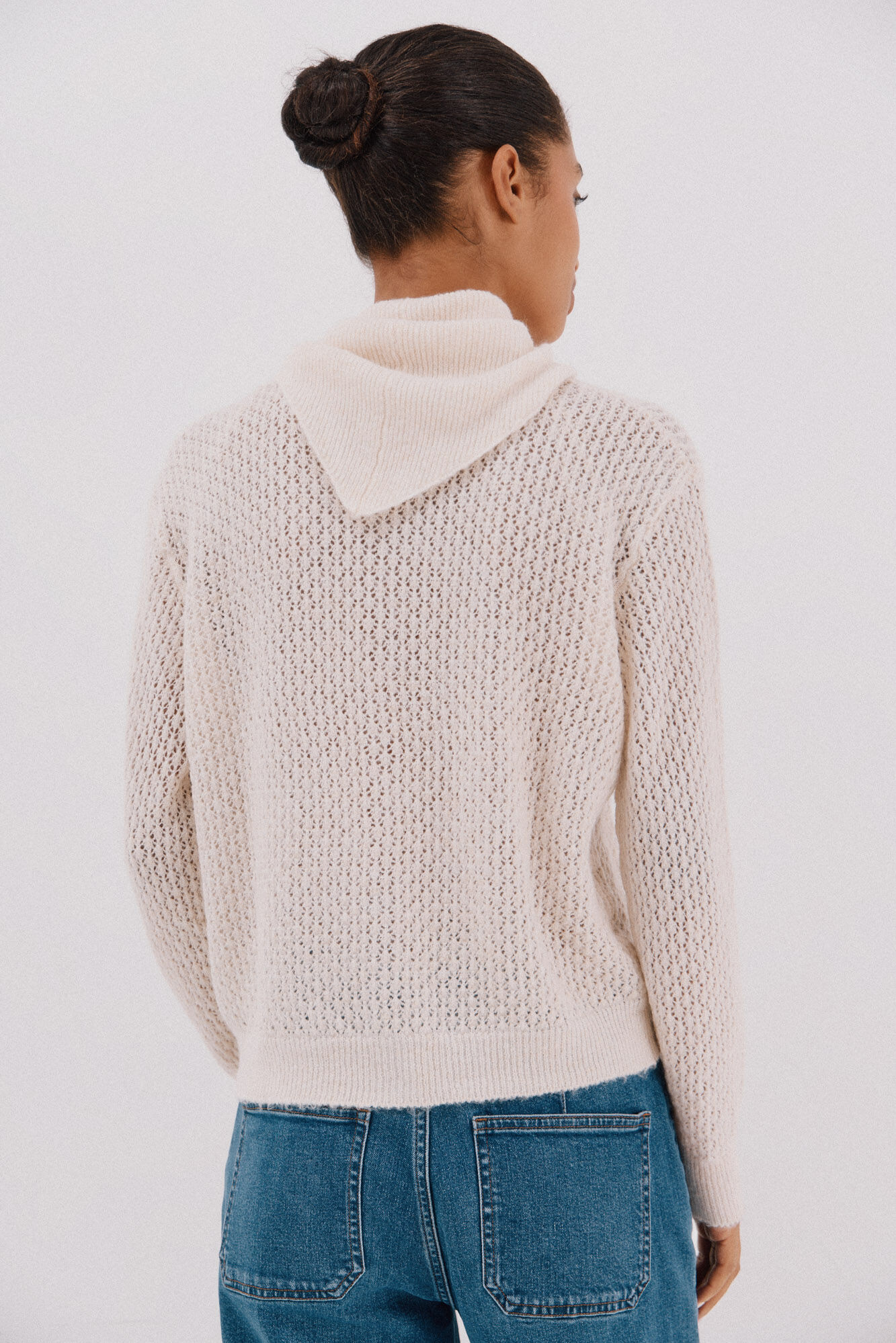 Cortefiel Chamarra de punto con pa&ntilde;uelo Marfil