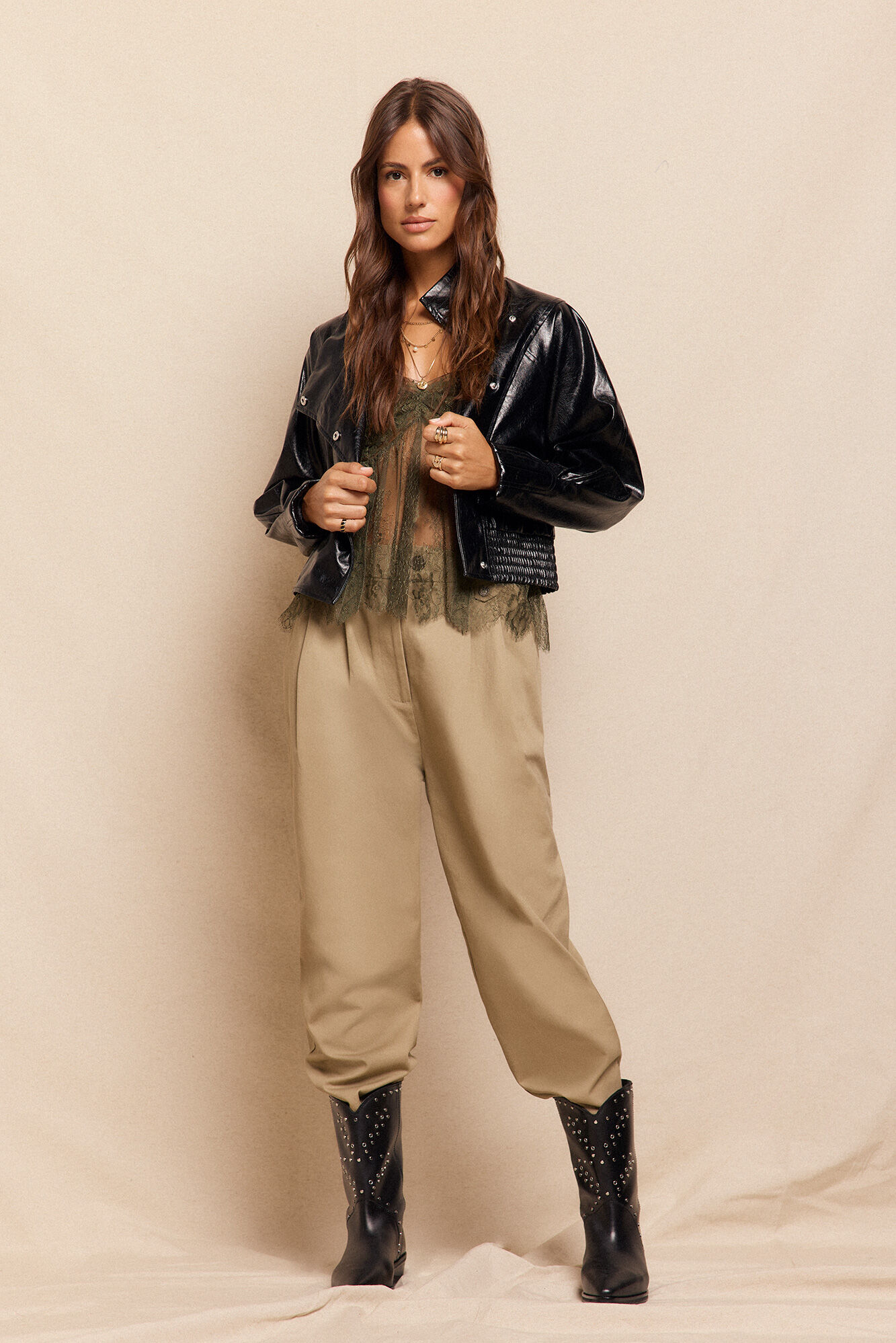 Slowlove Pantal&oacute;n de sarga con pinzas