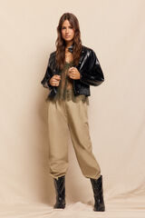 Slowlove Pantal&oacute;n de sarga con pinzas Beige