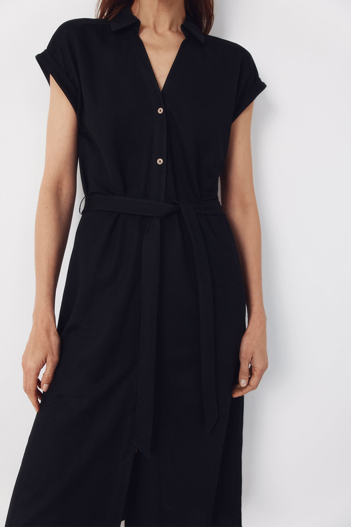 Cortefiel Vestido camisero Negro
