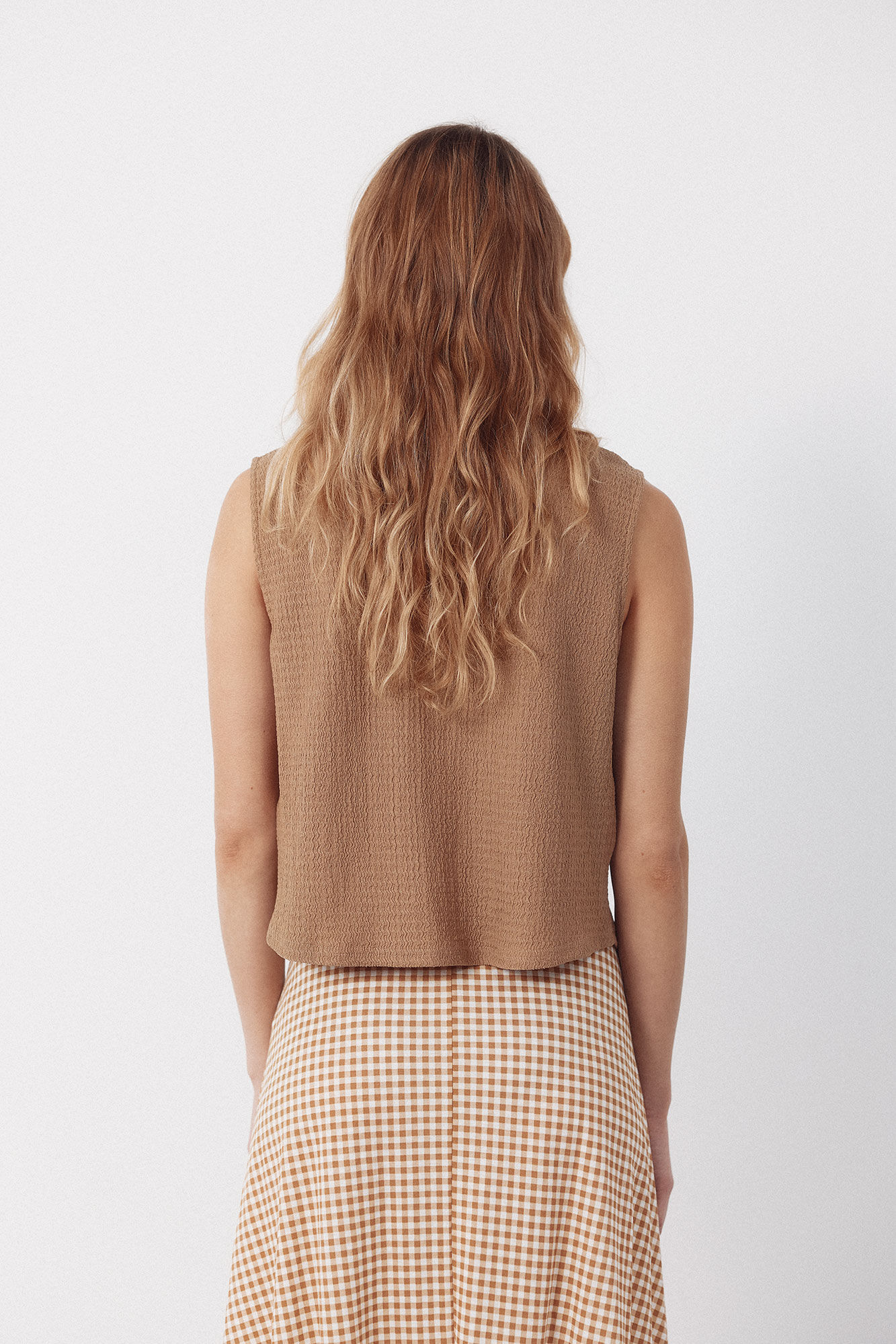 Cortefiel Chaleco de punto con estructura Beige