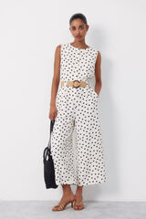 Cortefiel Jumpsuit con cintur&oacute;n Estampado blanco