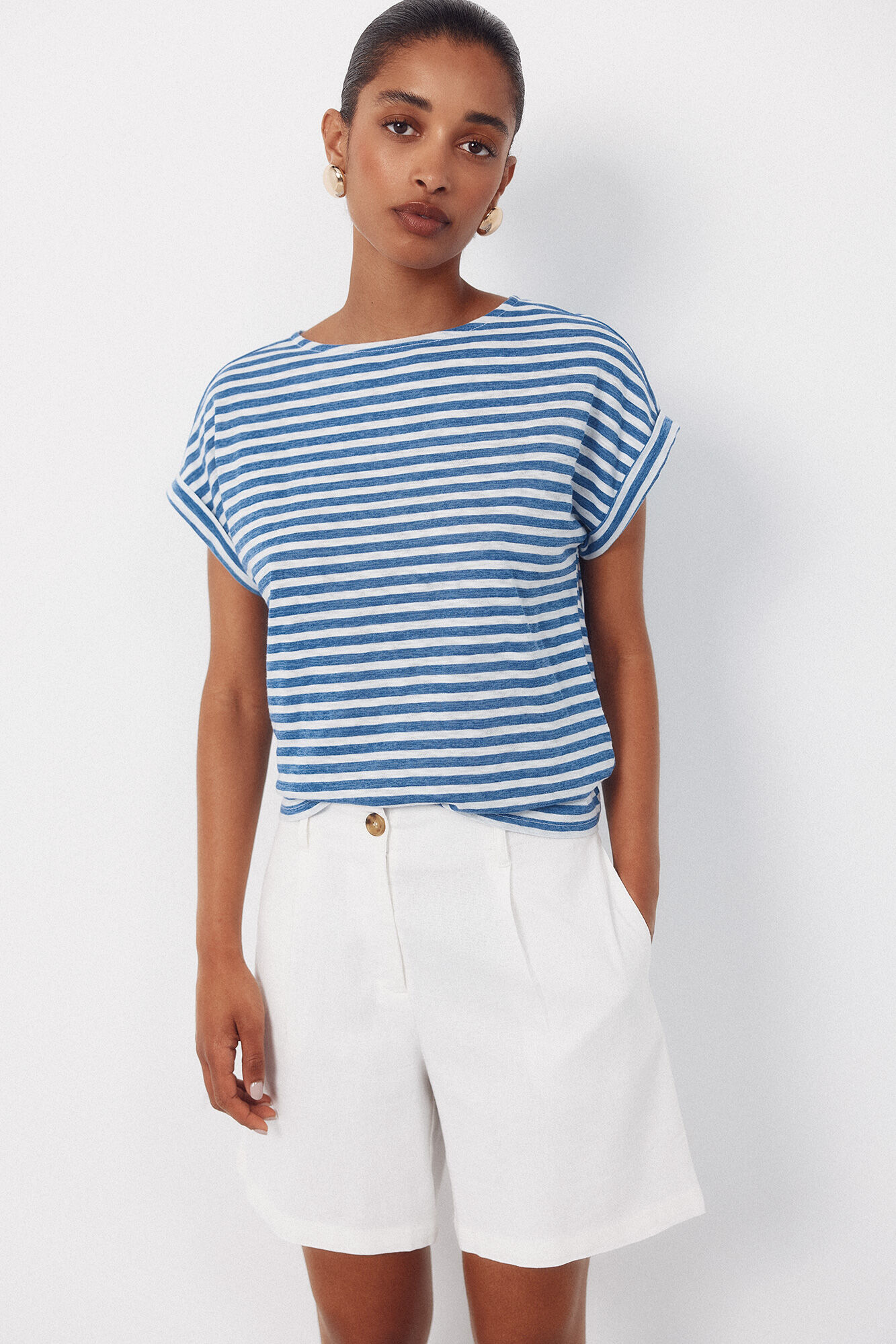 Cortefiel Playera de rayas Azul