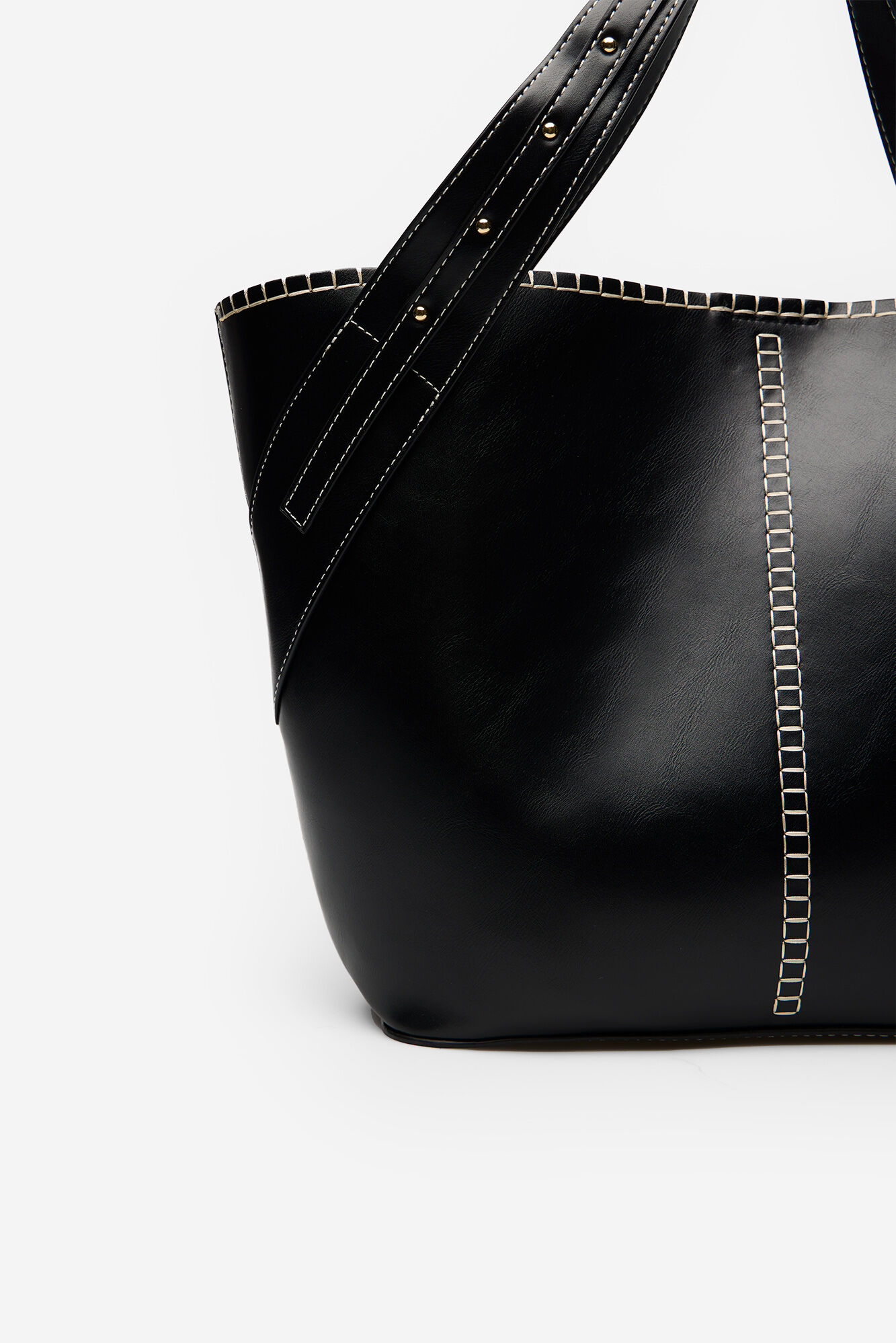Cortefiel Bolsa de playa con pespuntes Negro