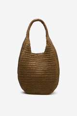 Cortefiel Bolsa hobo trenzada de rafia Marr&oacute;n