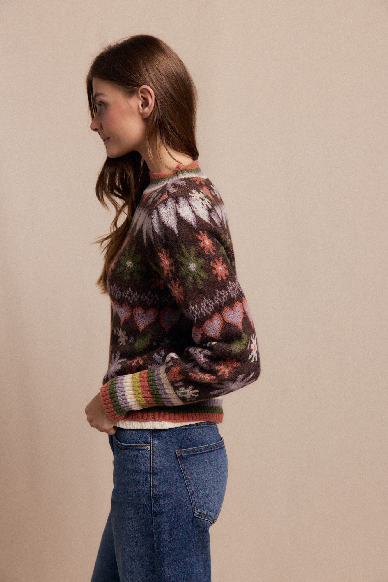 Slowlove Su&eacute;ter de grecas Estampado marr&oacute;n