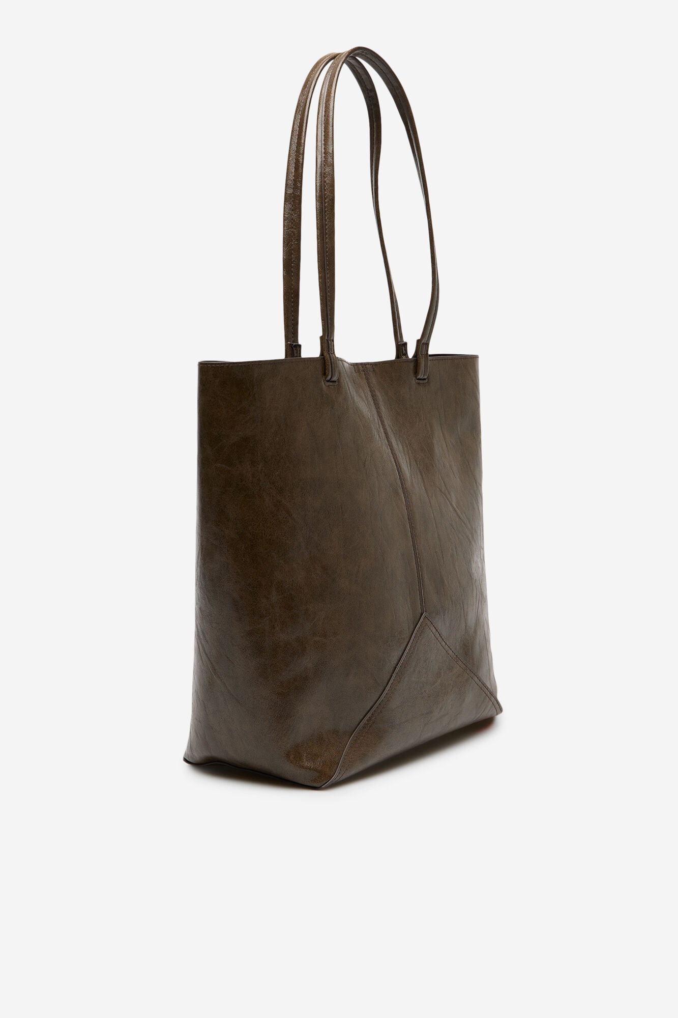 Cortefiel Bolsa shopper con cortes Marr&oacute;n oscuro